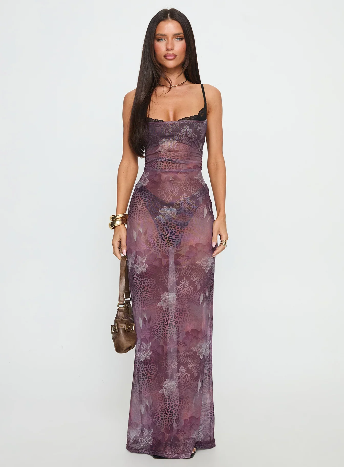 Evera Sheer Built In Bra Maxi Dress Purple - luluinthesky
