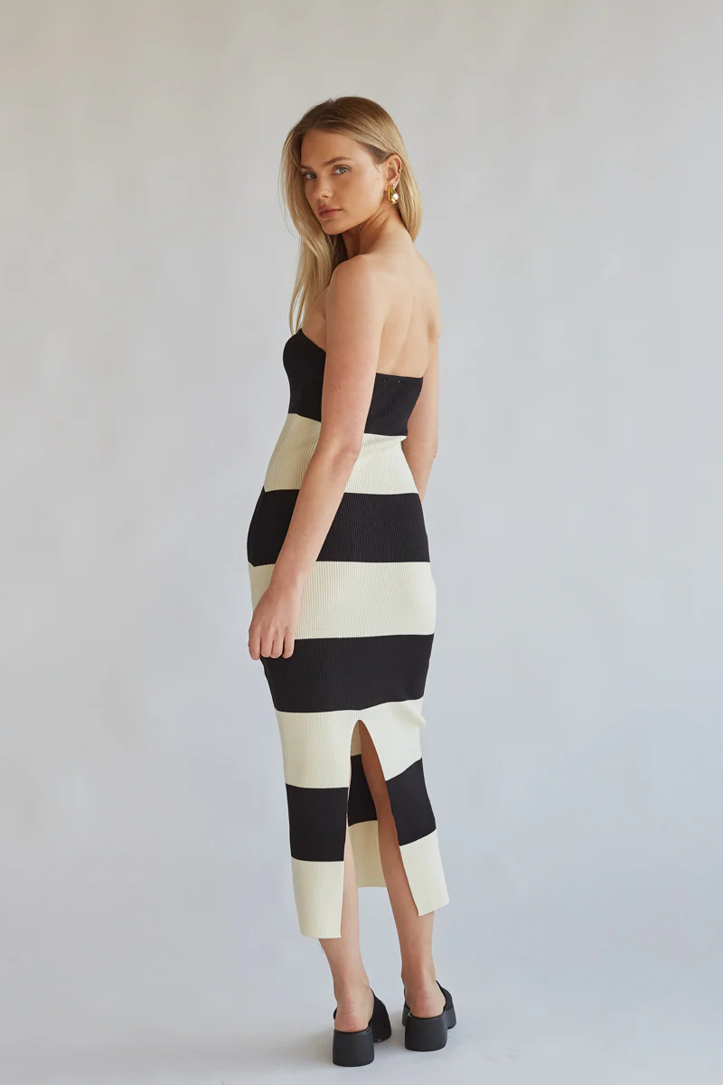 Nikki Striped Knit Midi Tube Dress - luluinthesky