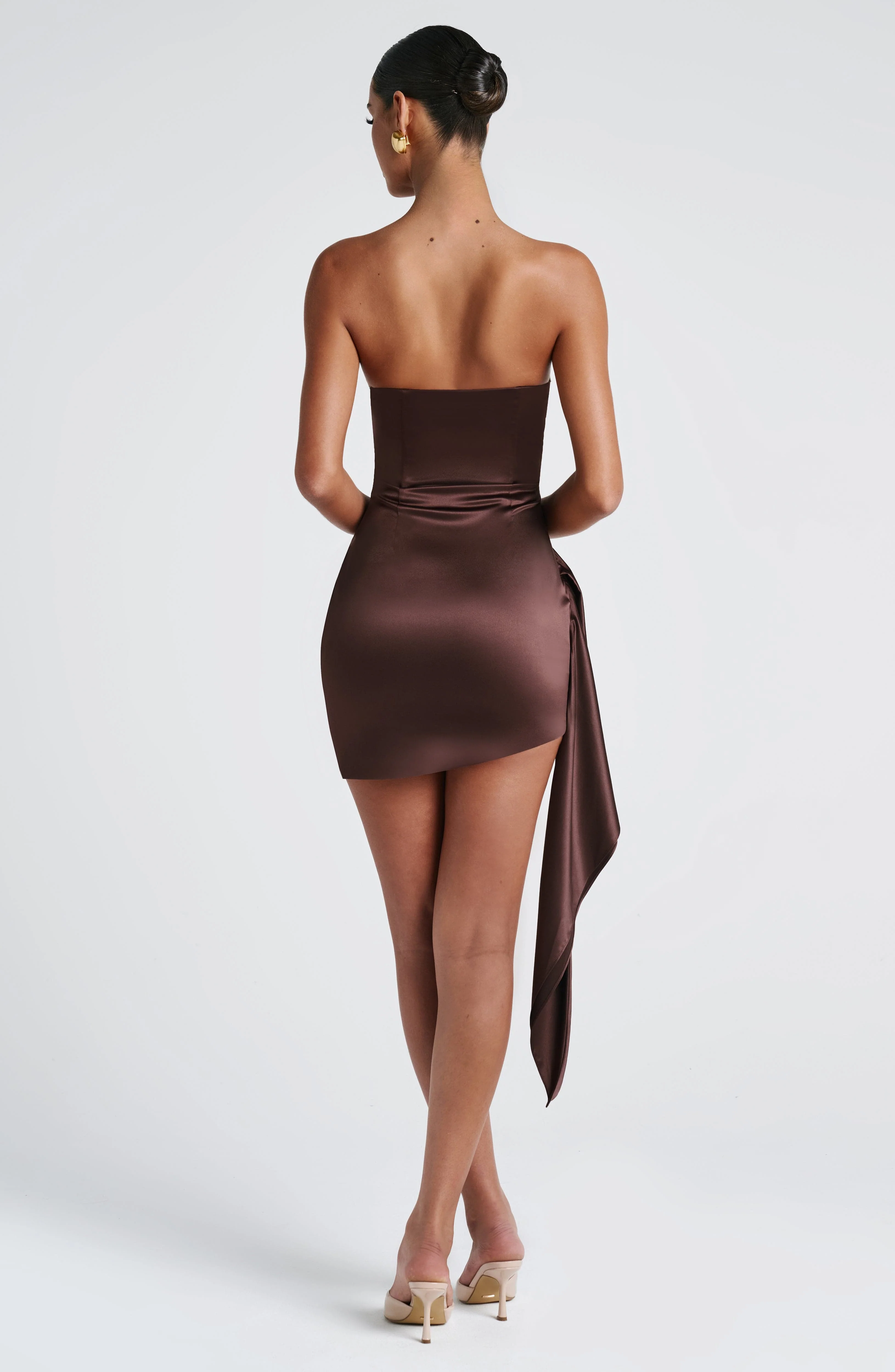 Leoni Mini Dress - Plum Brown - luluinthesky