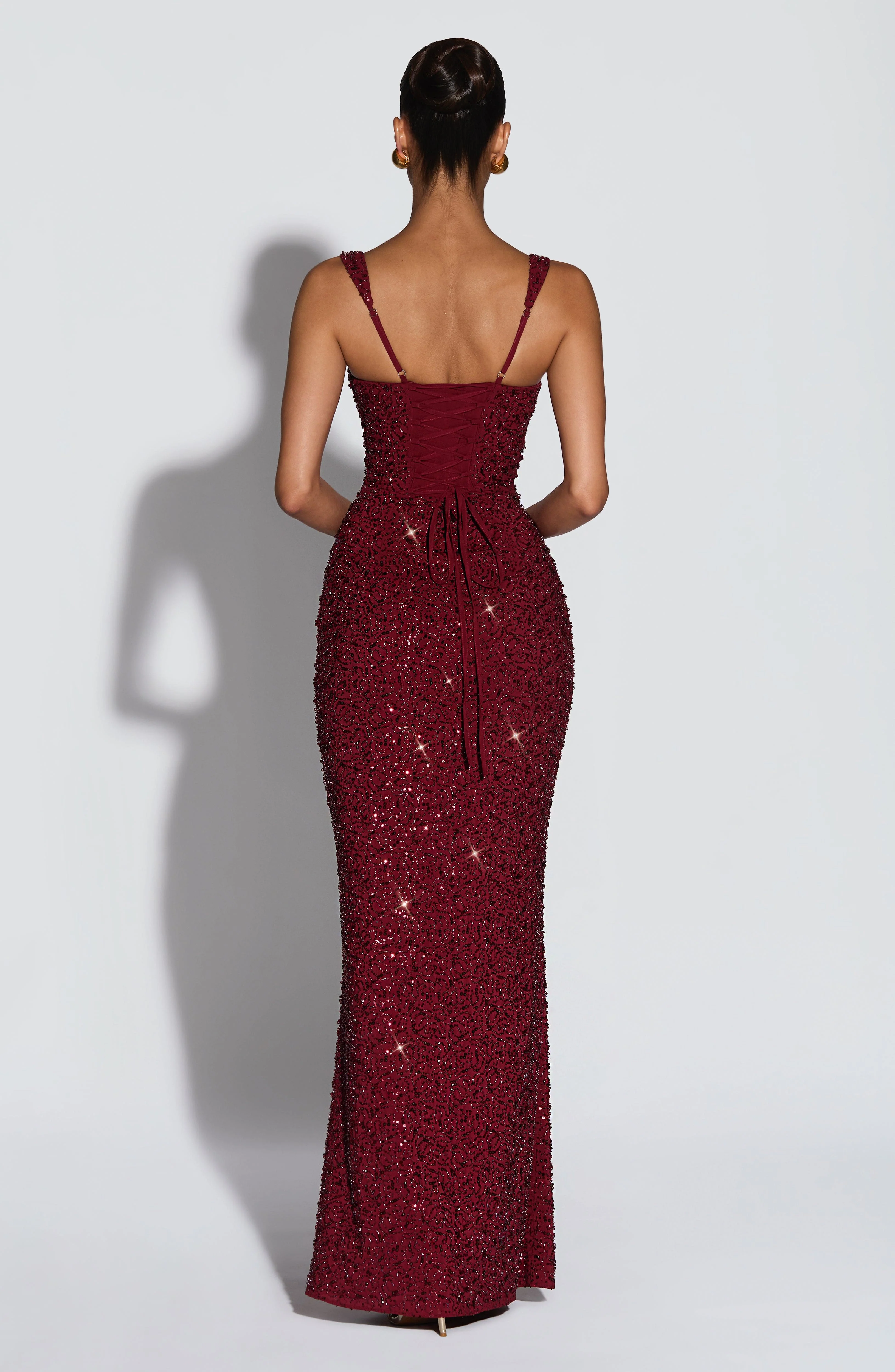 Calanthe Maxi Dress - Burgundy Sparkle - luluinthesky