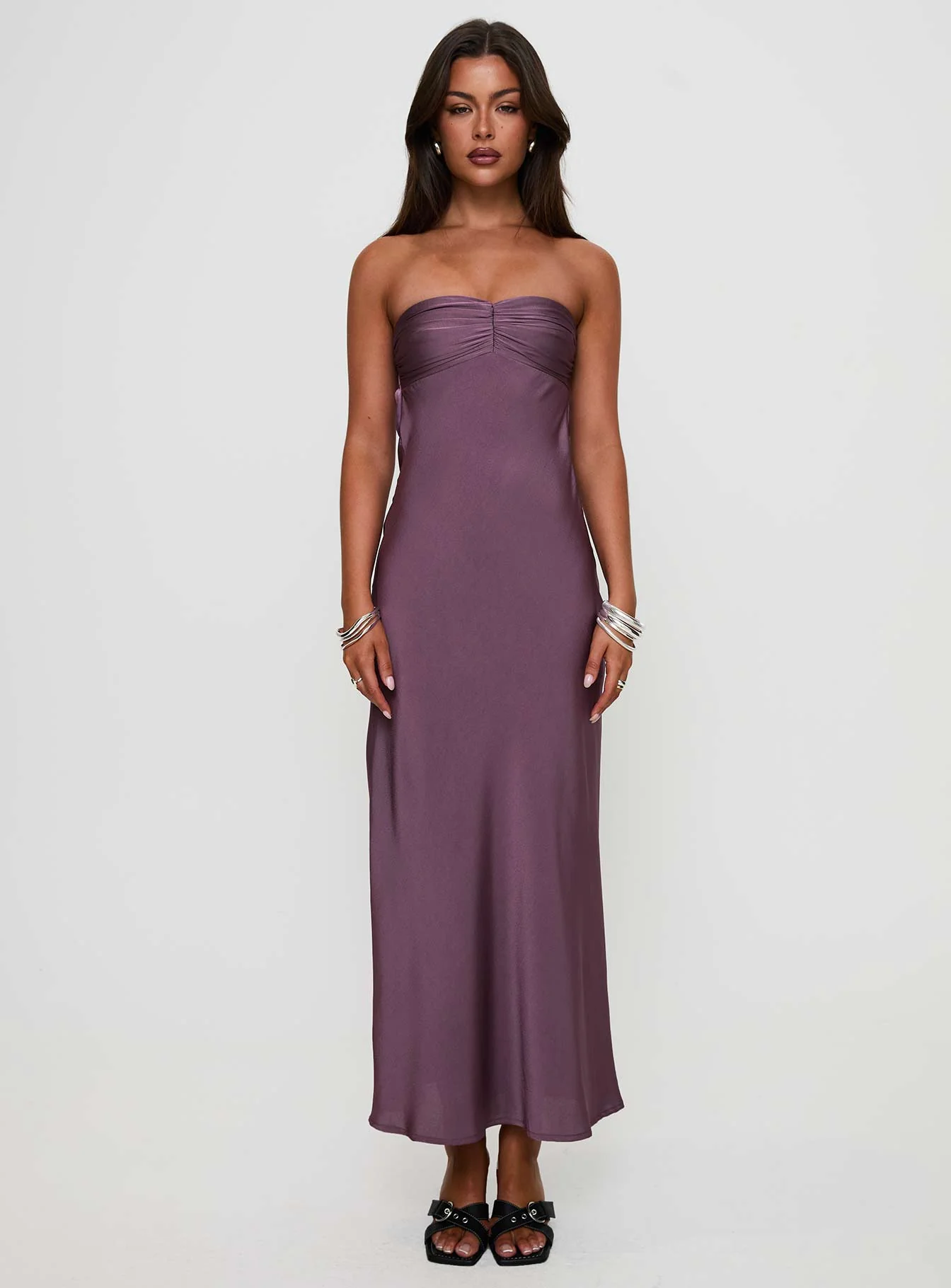 Maryska Strapless Maxi Dress Purple - luluinthesky
