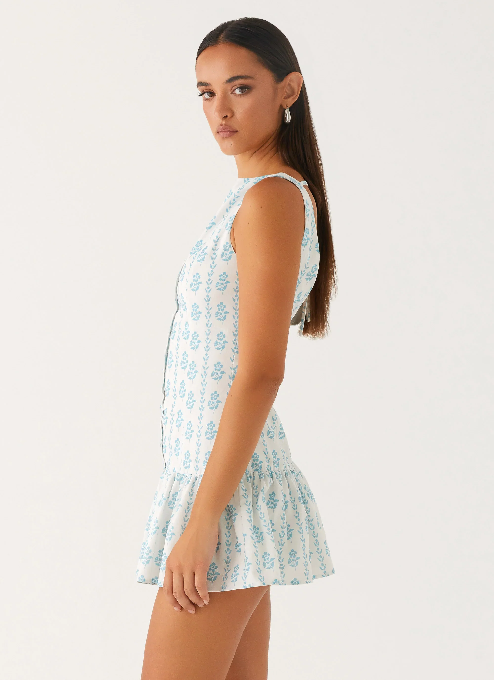 Meggie Linen Mini Dress - Sweet Daydream Print - luluinthesky