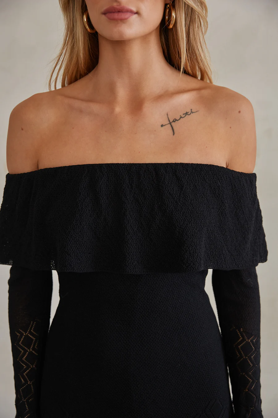 Julia Off the Shoulder Ruffle Sweater Mini Dress - luluinthesky