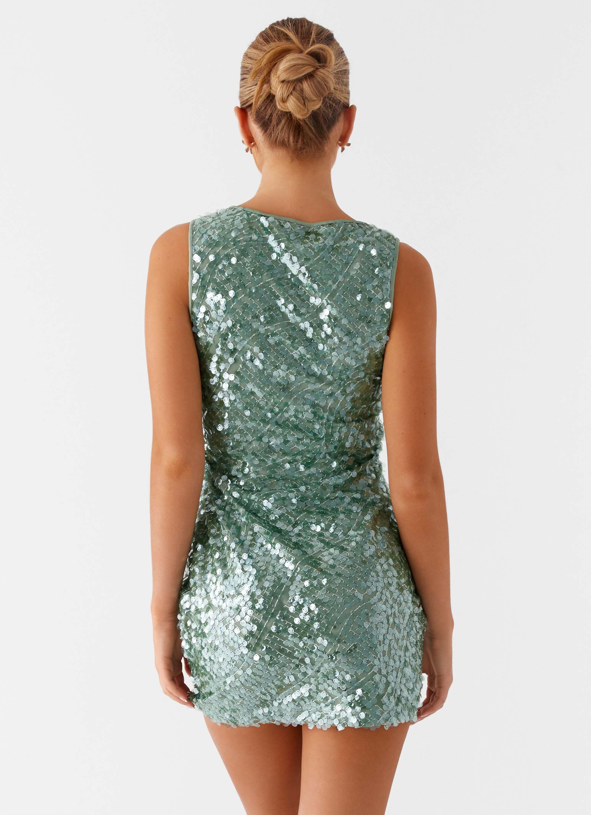 Tongue Tied Sequin Mini Dress - Mint - luluinthesky