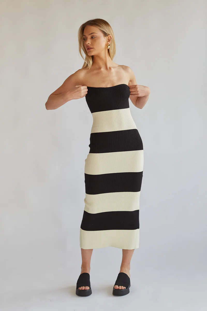 Nikki Striped Knit Midi Tube Dress - luluinthesky