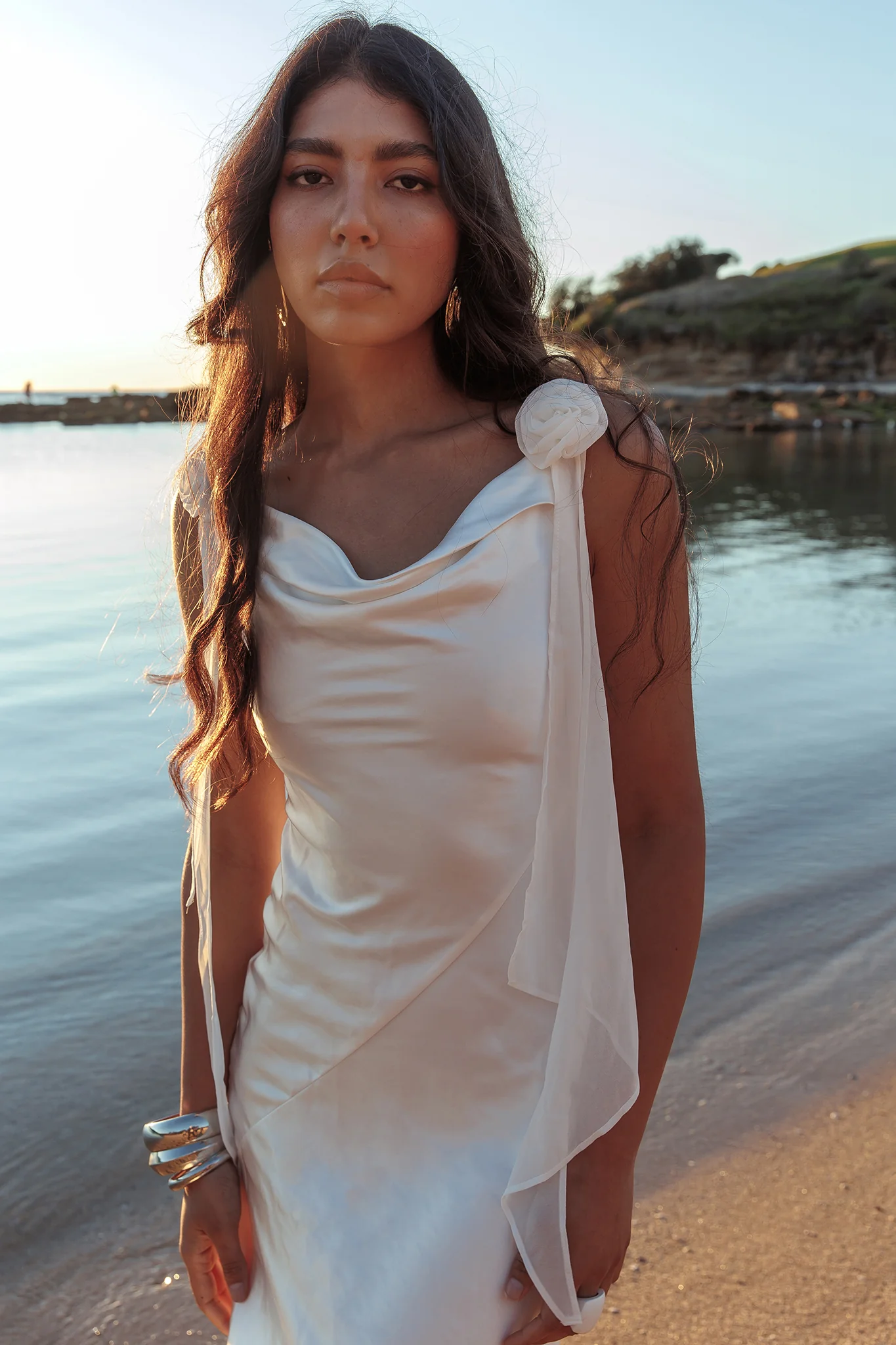 Afterglow Backless Cowl Neck Maxi Dress Off White - luluinthesky