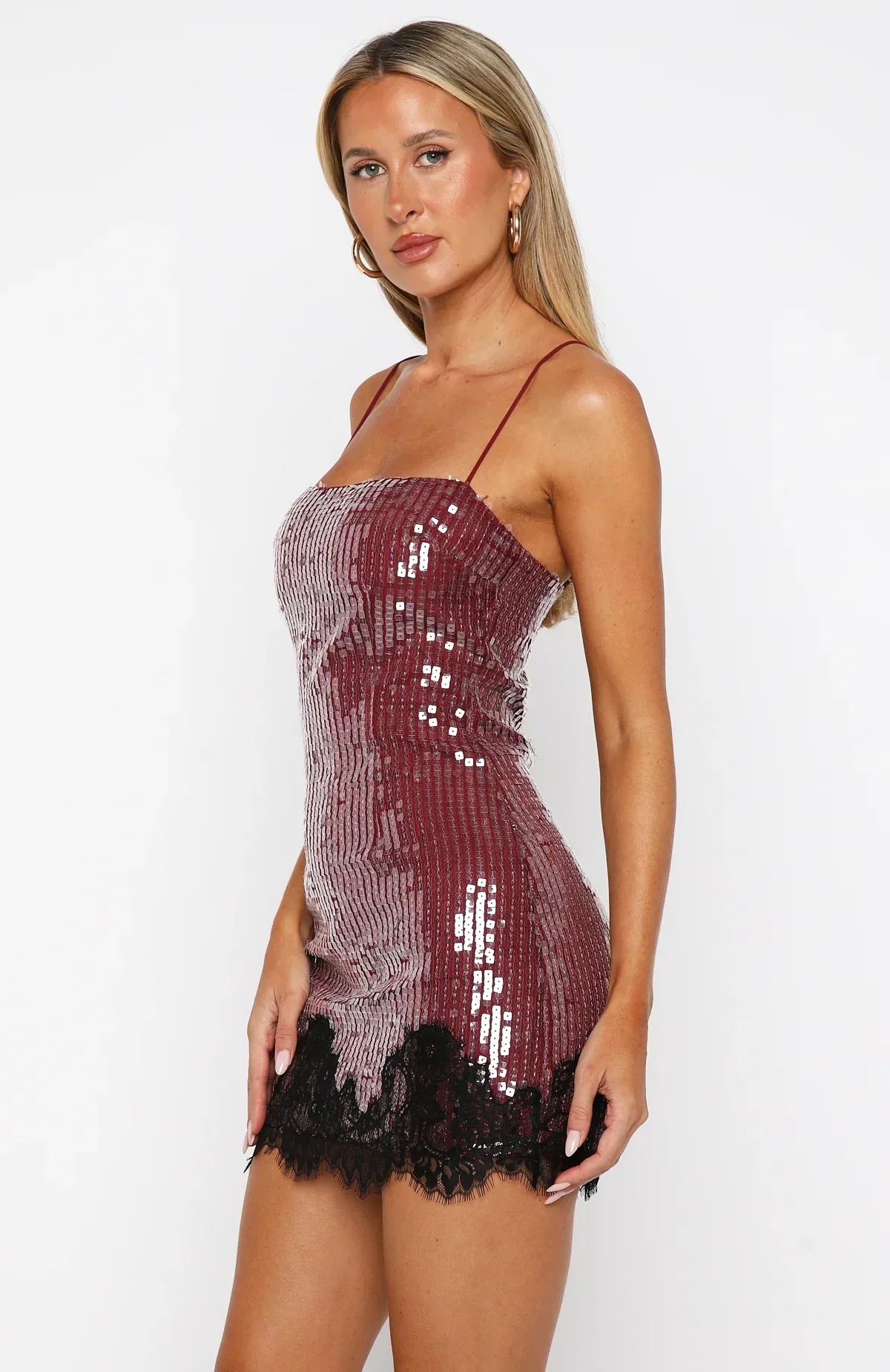 Taking It Easy Sequin Mini Dress Wine - luluinthesky