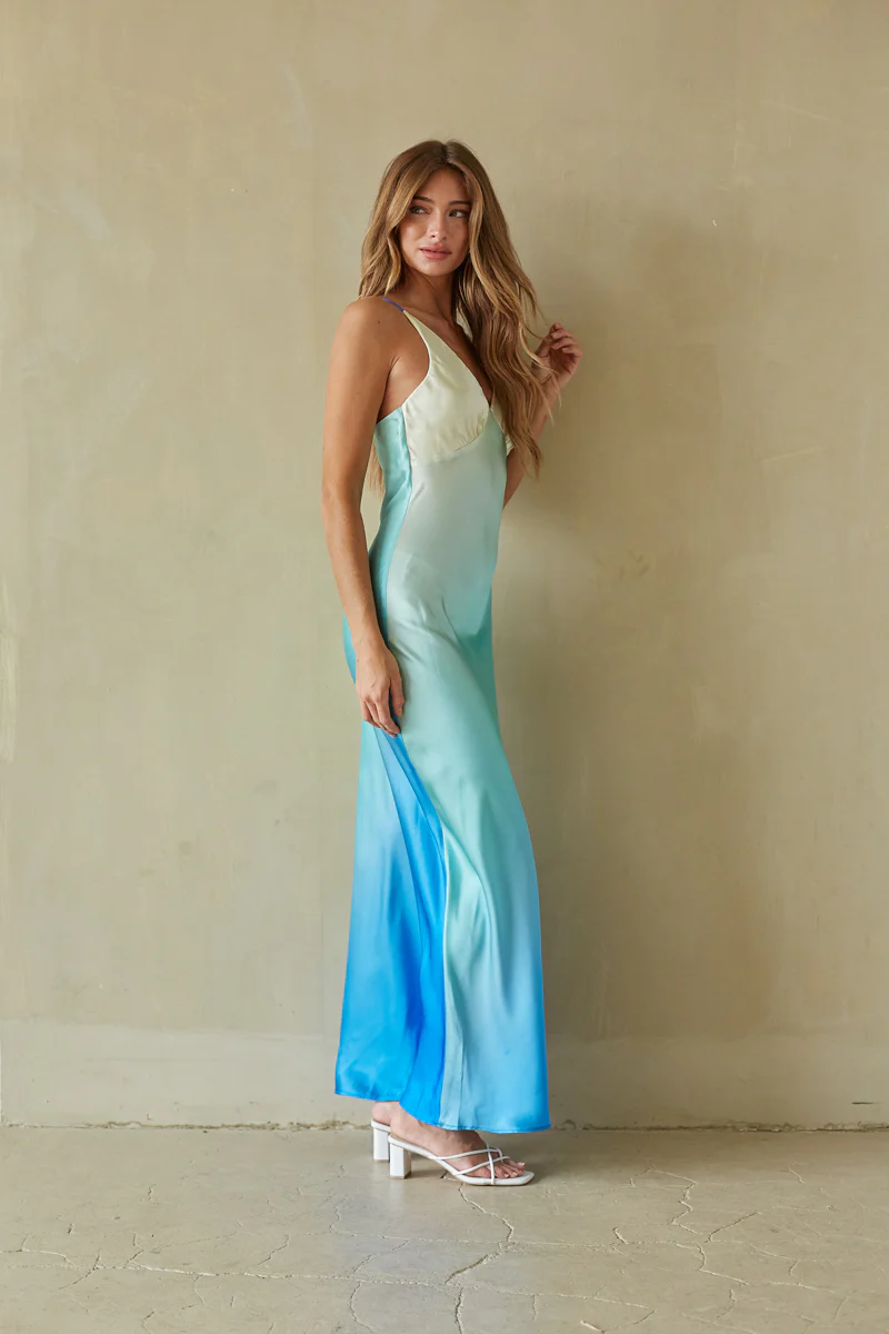 Moana Sunset Satin Maxi Dress - luluinthesky