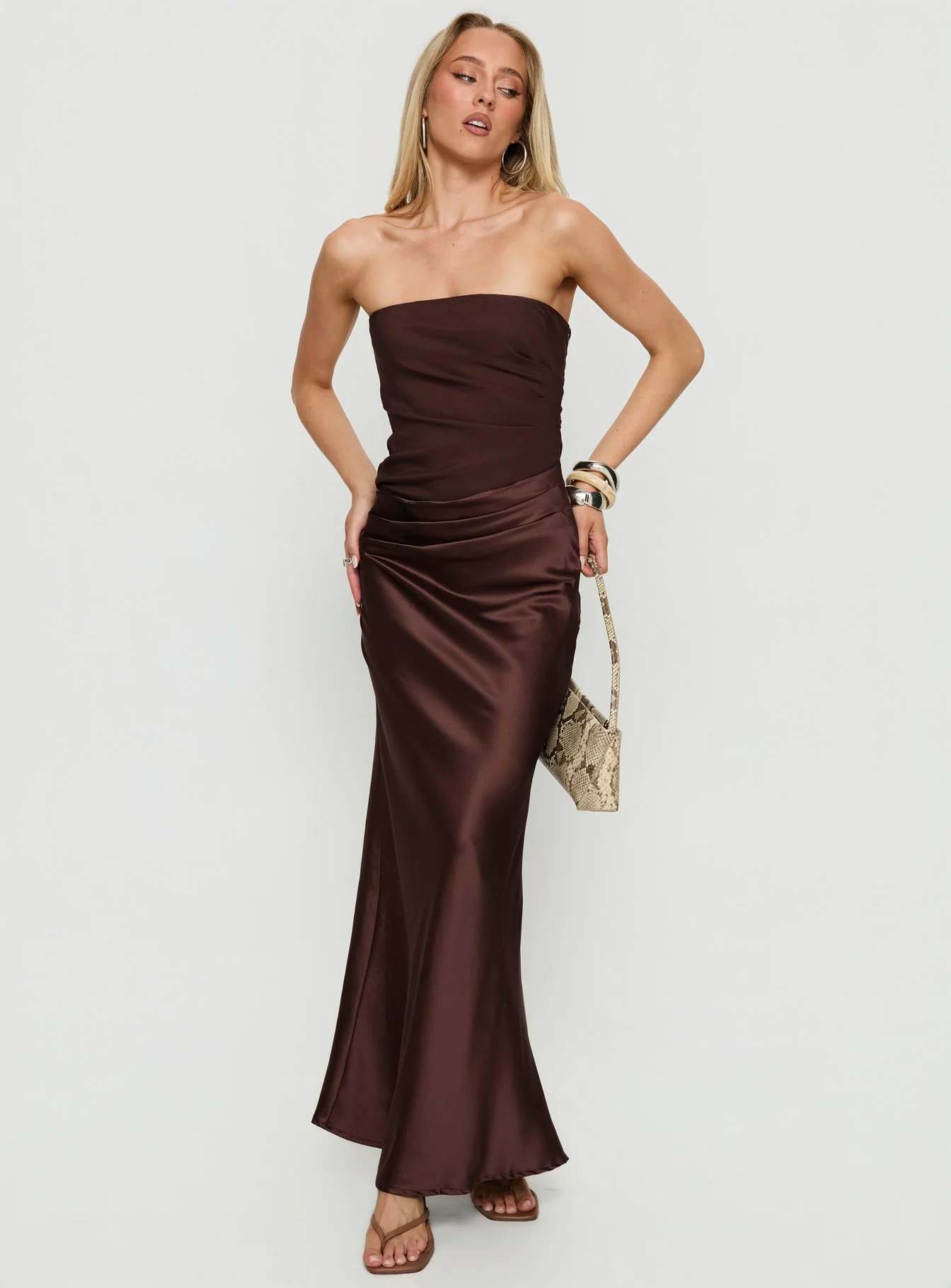 Lulita Strapless Maxi Dress Brown - luluinthesky