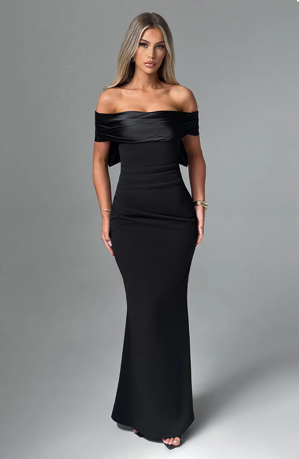 Joanna Maxi Dress - Black - luluinthesky