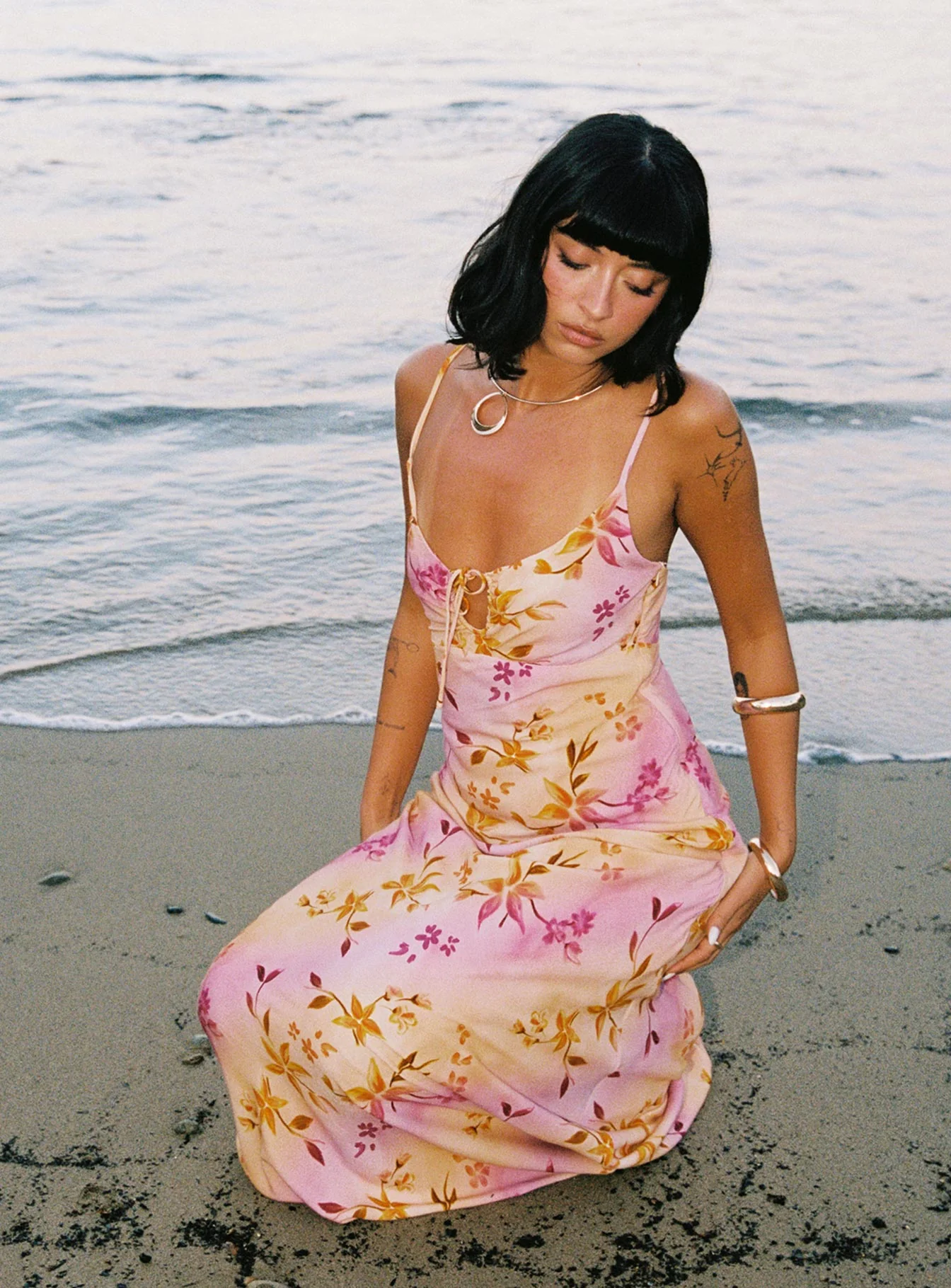 Lauraline Maxi Dress Pink / Floral - luluinthesky