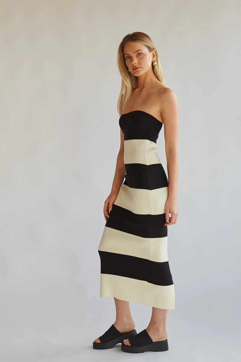 Nikki Striped Knit Midi Tube Dress - luluinthesky