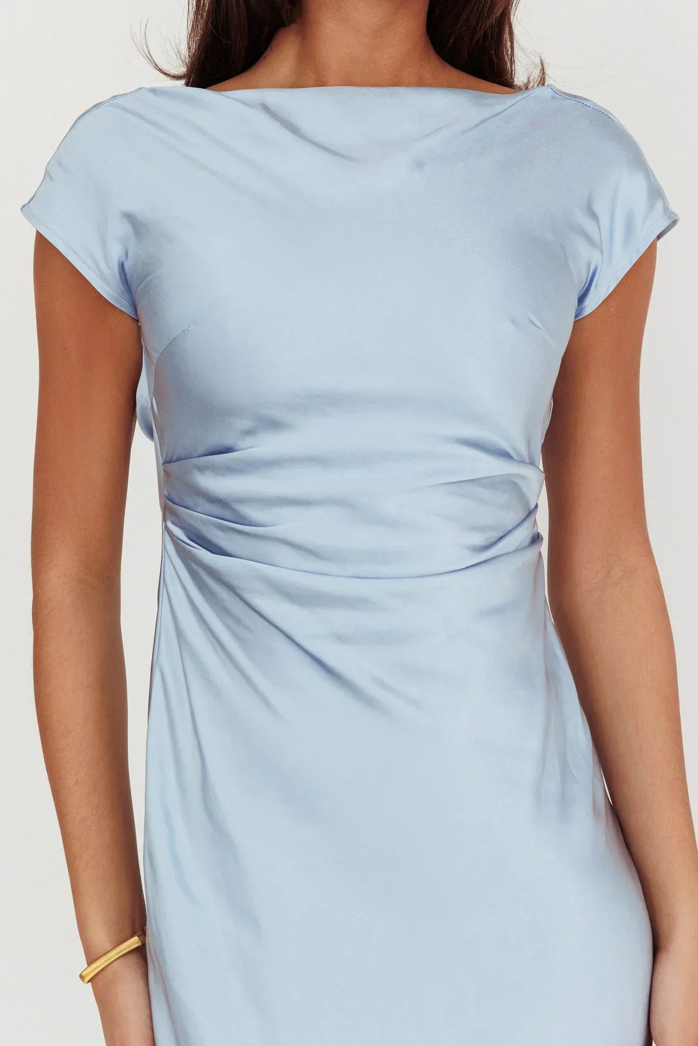 Loveland Cap Sleeve Cowl Back Midi Dress Baby Blue - luluinthesky