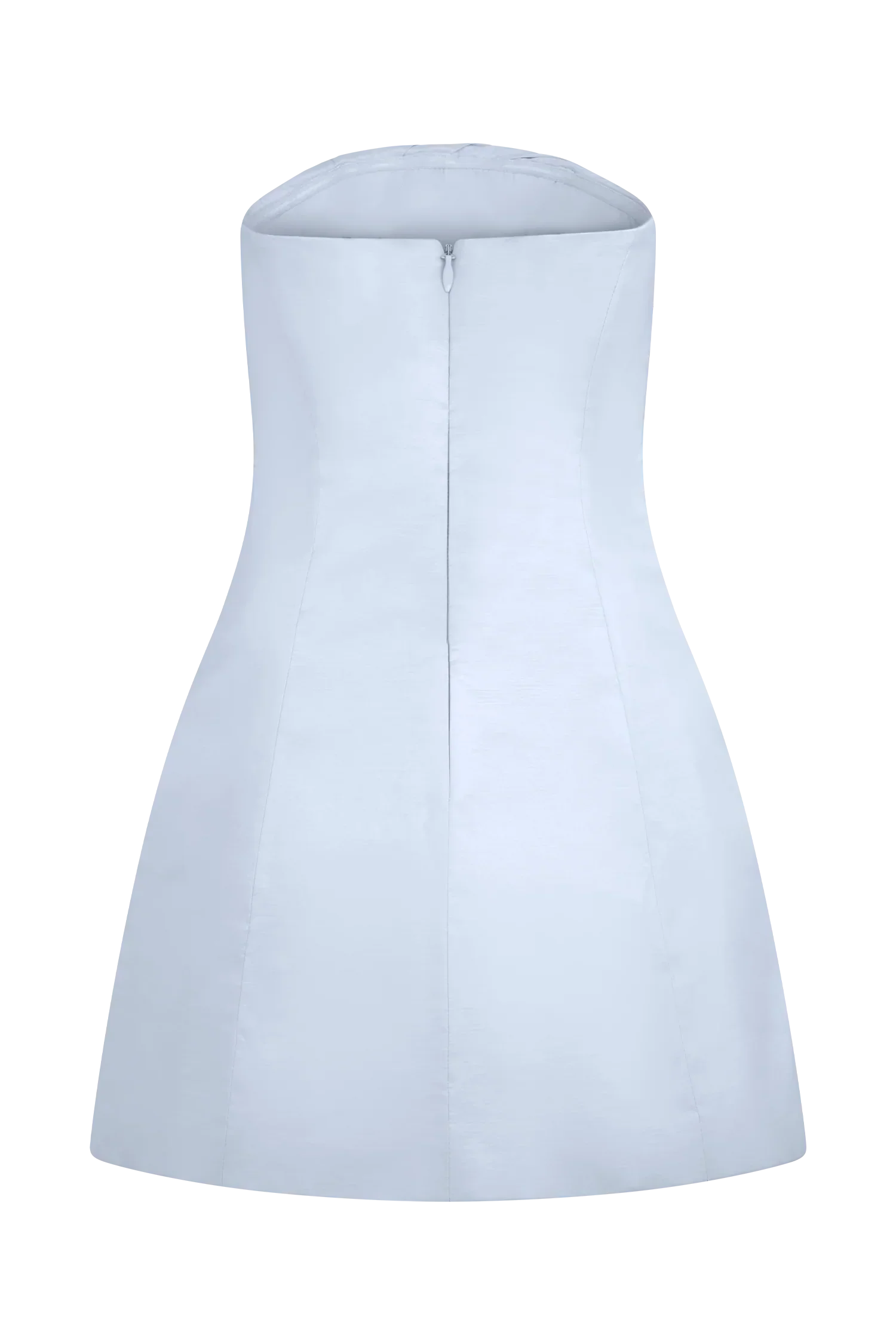 Leslie Gathered Taffeta Mini Dress - Frosted Blue - luluinthesky