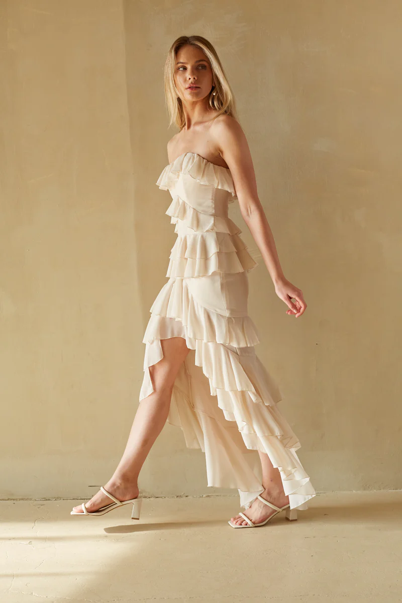 Clementine High Low Ruffle Maxi Dress - luluinthesky
