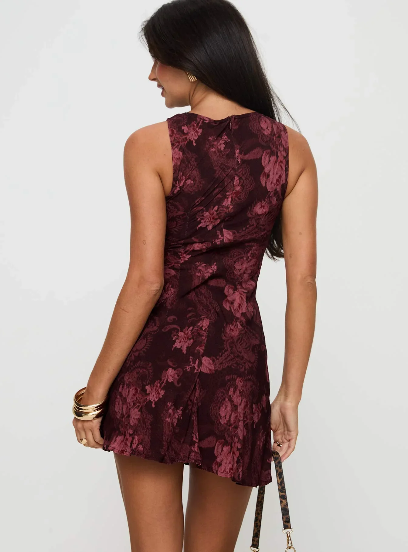 Vivre Mini Dress Burgundy Paisley Tall - luluinthesky