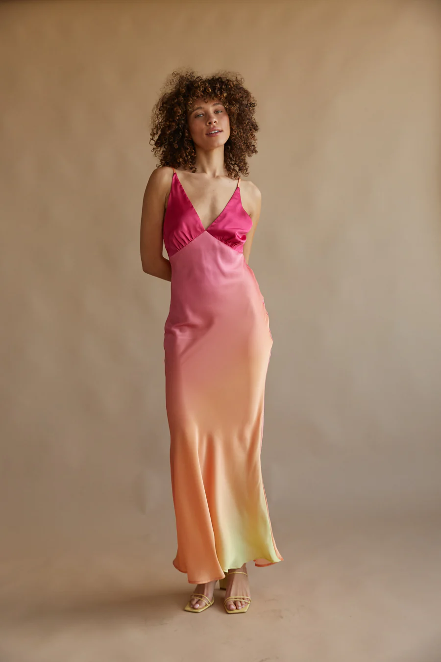 Moana Sunset Satin Maxi Dress - luluinthesky