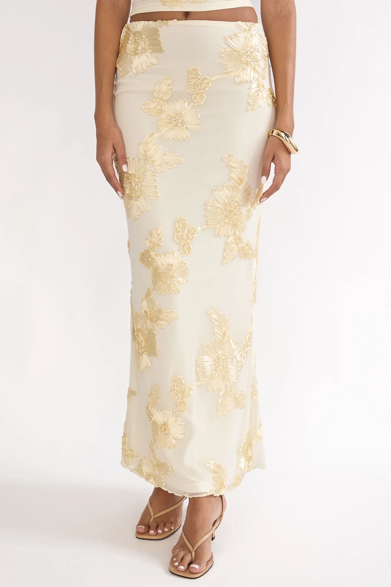 Golden Hours Maxi Skirt Embellished Yellow - luluinthesky