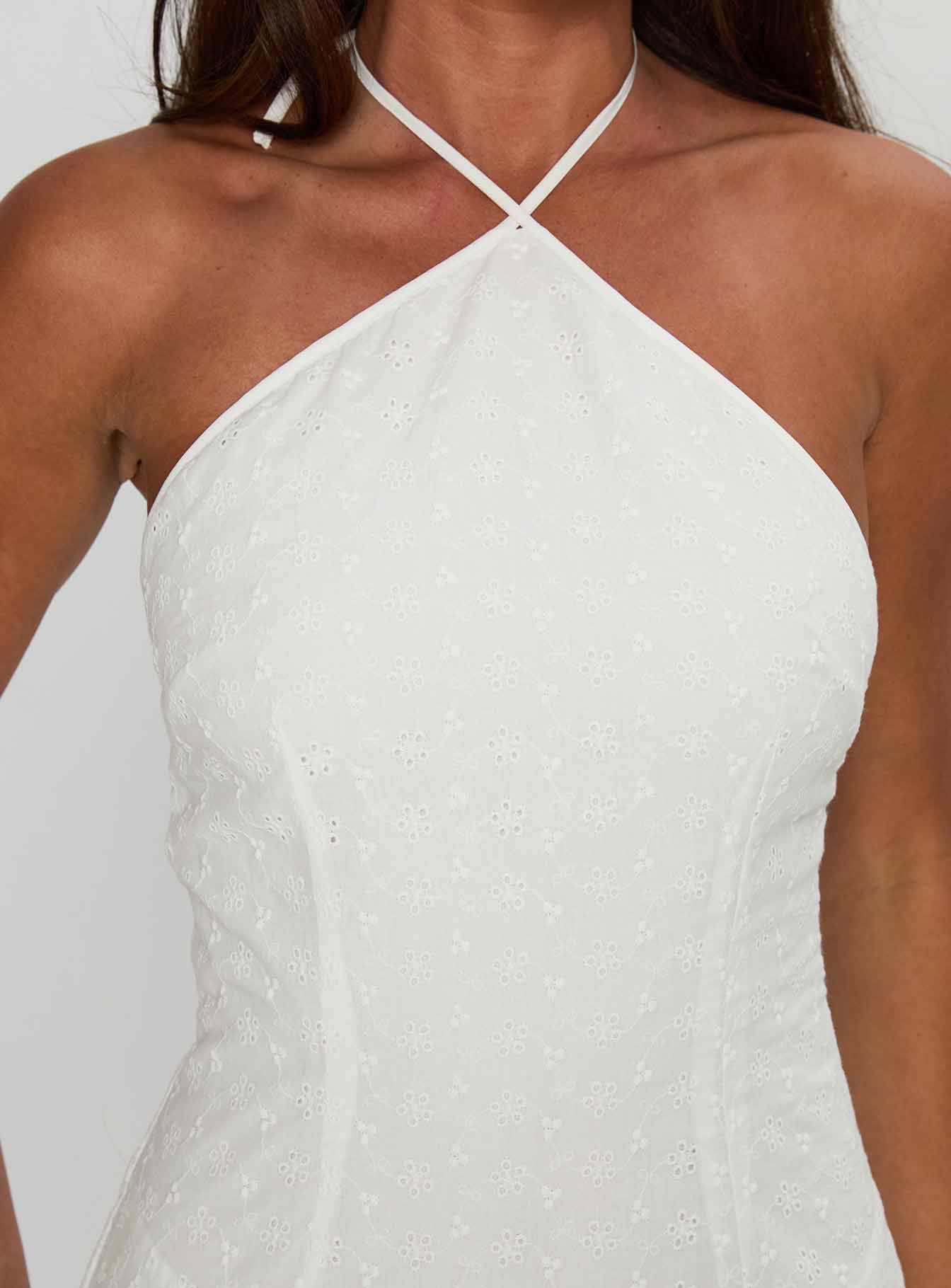 Flowerchild Halter Mini Dress White - luluinthesky