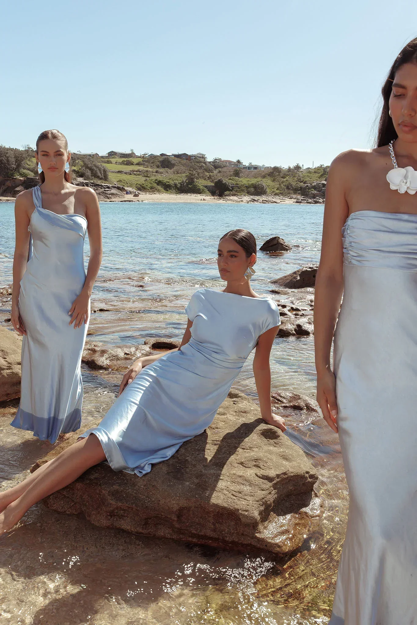 Loveland Cap Sleeve Cowl Back Midi Dress Baby Blue - luluinthesky