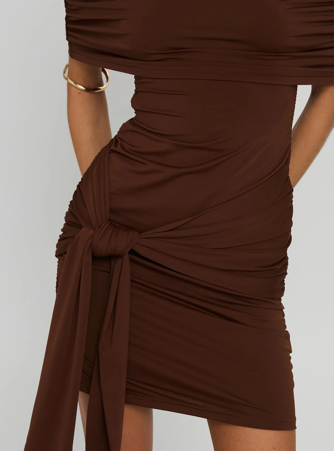 Island Girl Tie Skirt Mini Dress Brown - luluinthesky