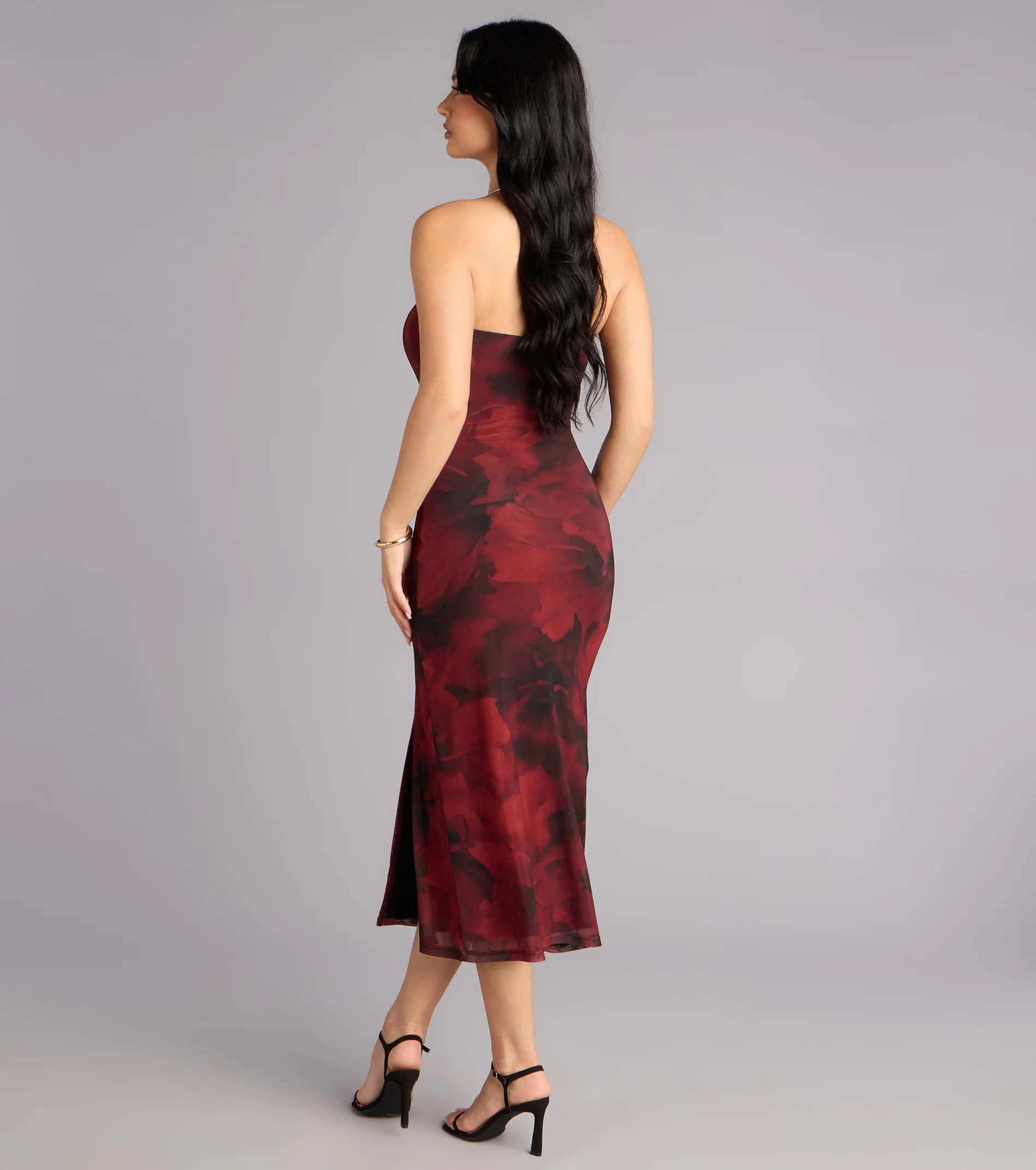 Written In Roses Strapless Midi Dress - luluinthesky