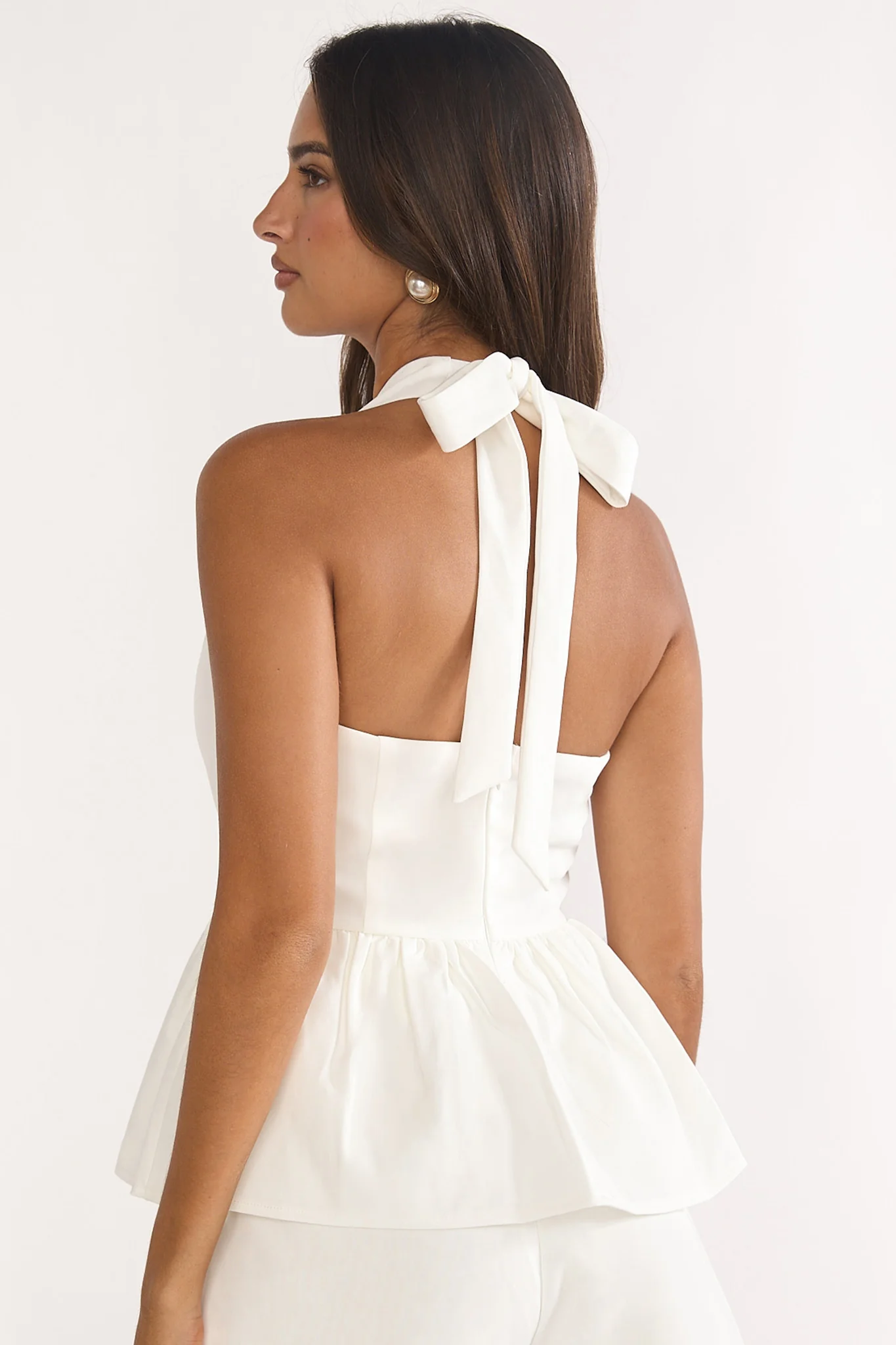 Molly Halter Peplum Top White - luluinthesky