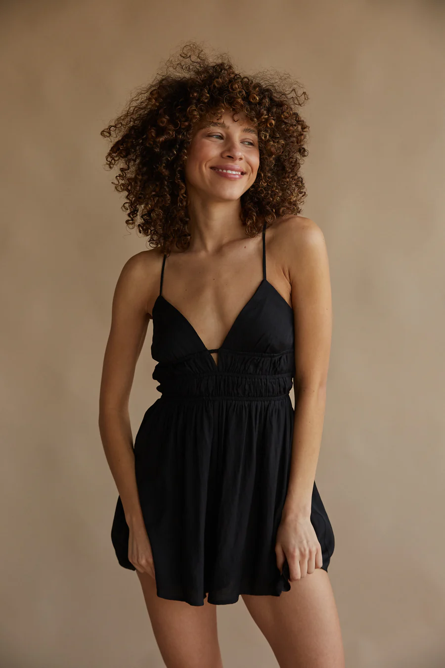 Joy Open Back Babydoll Romper - luluinthesky