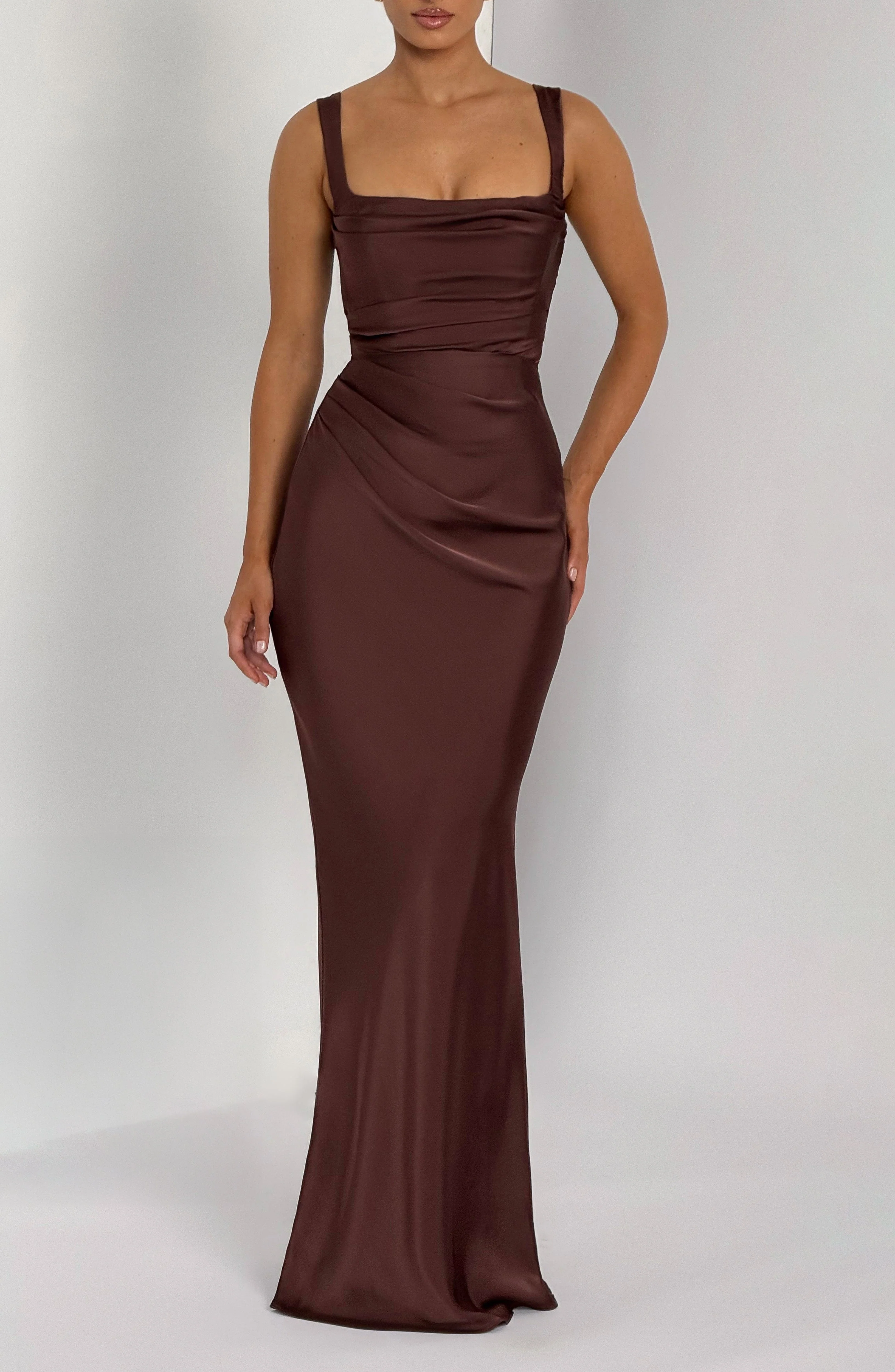 Calanthe Maxi Dress - Plum Brown - luluinthesky