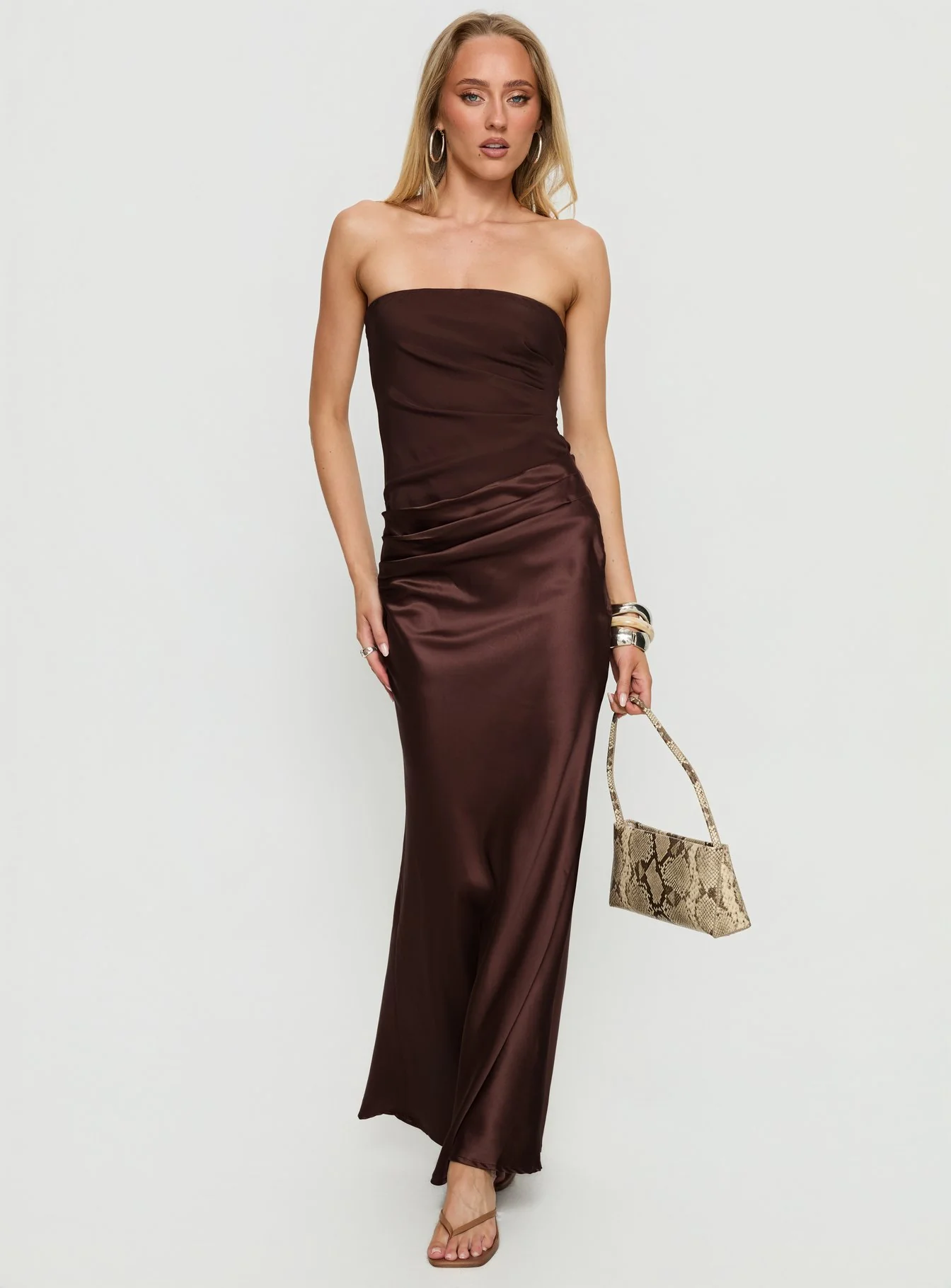 Lulita Strapless Maxi Dress Brown - luluinthesky