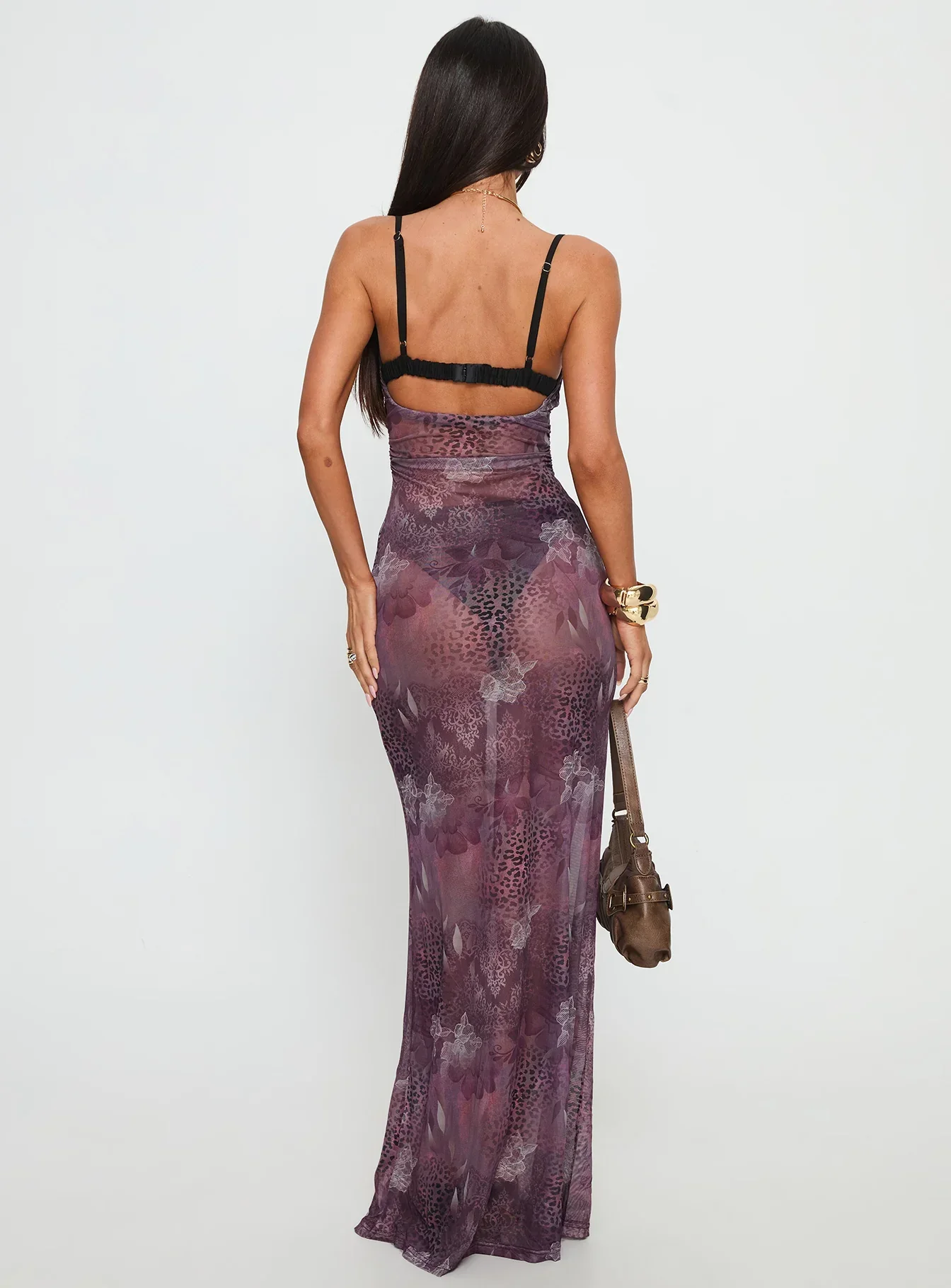 Evera Sheer Built In Bra Maxi Dress Purple - luluinthesky