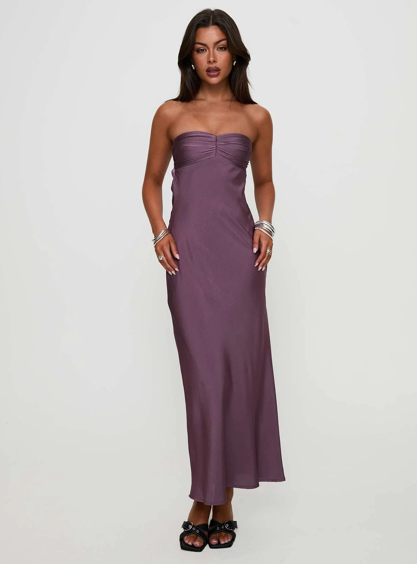 Maryska Strapless Maxi Dress Purple - luluinthesky