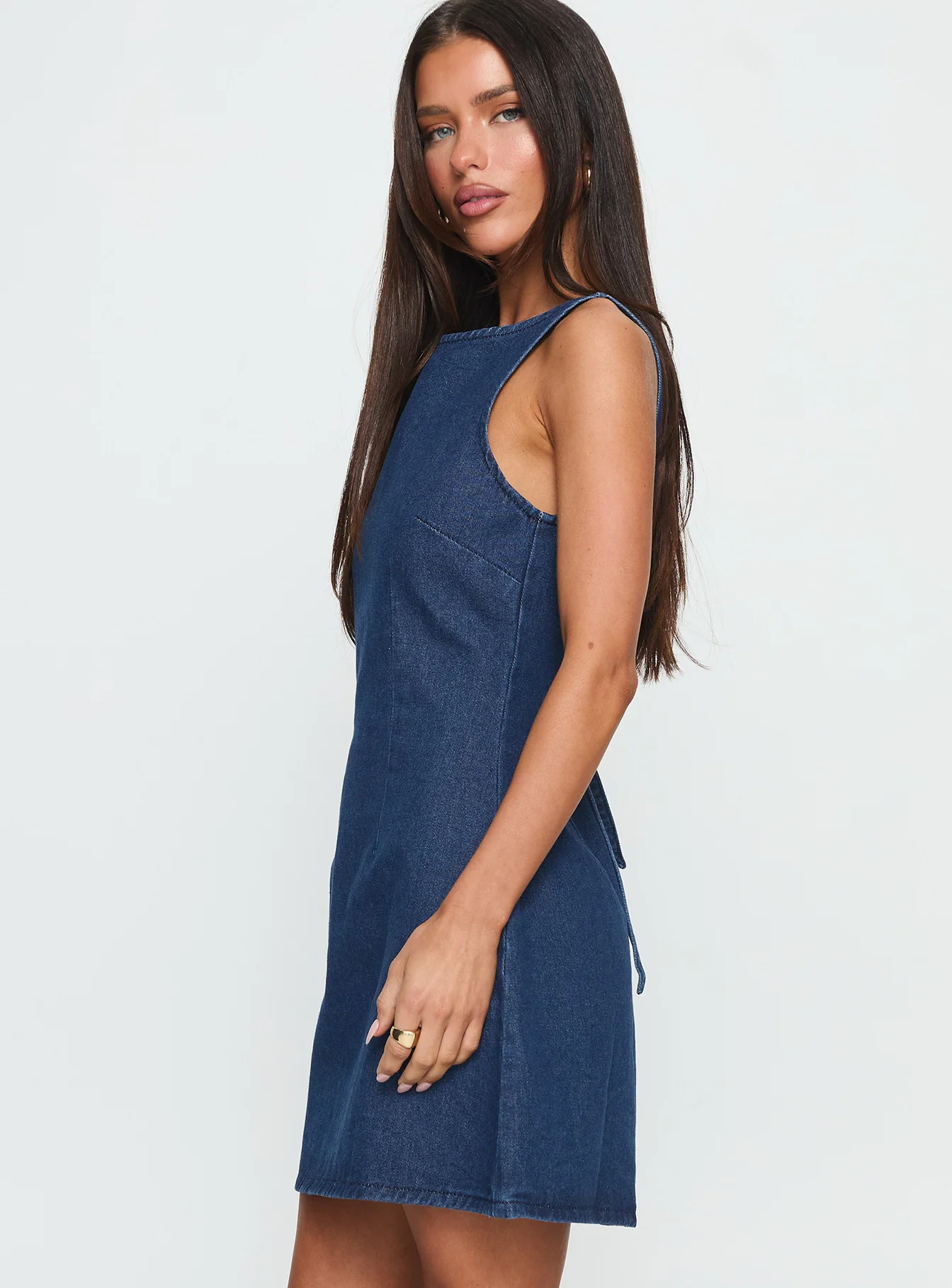 Alfalfa Denim Mini Dress Mid Wash - luluinthesky
