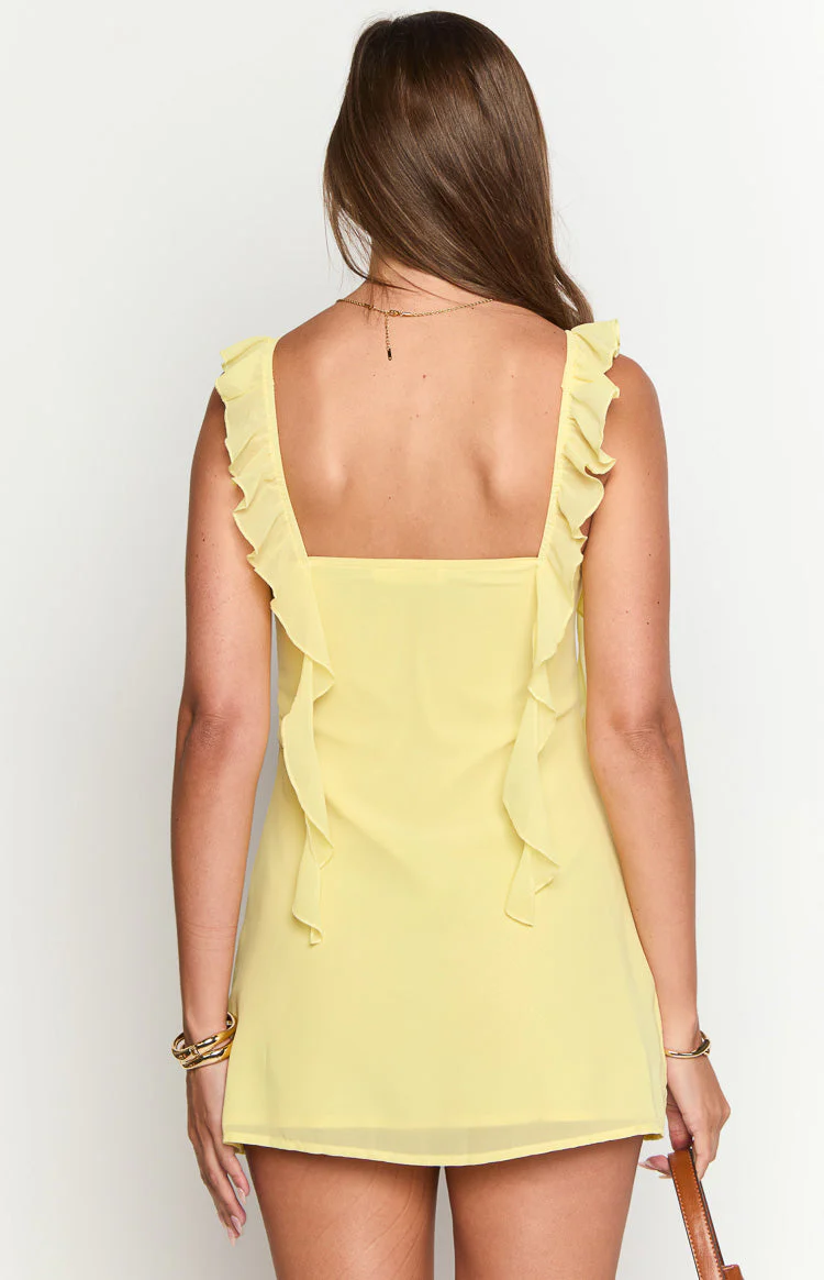 Joyce Yellow Chiffon Mini Dress - luluinthesky