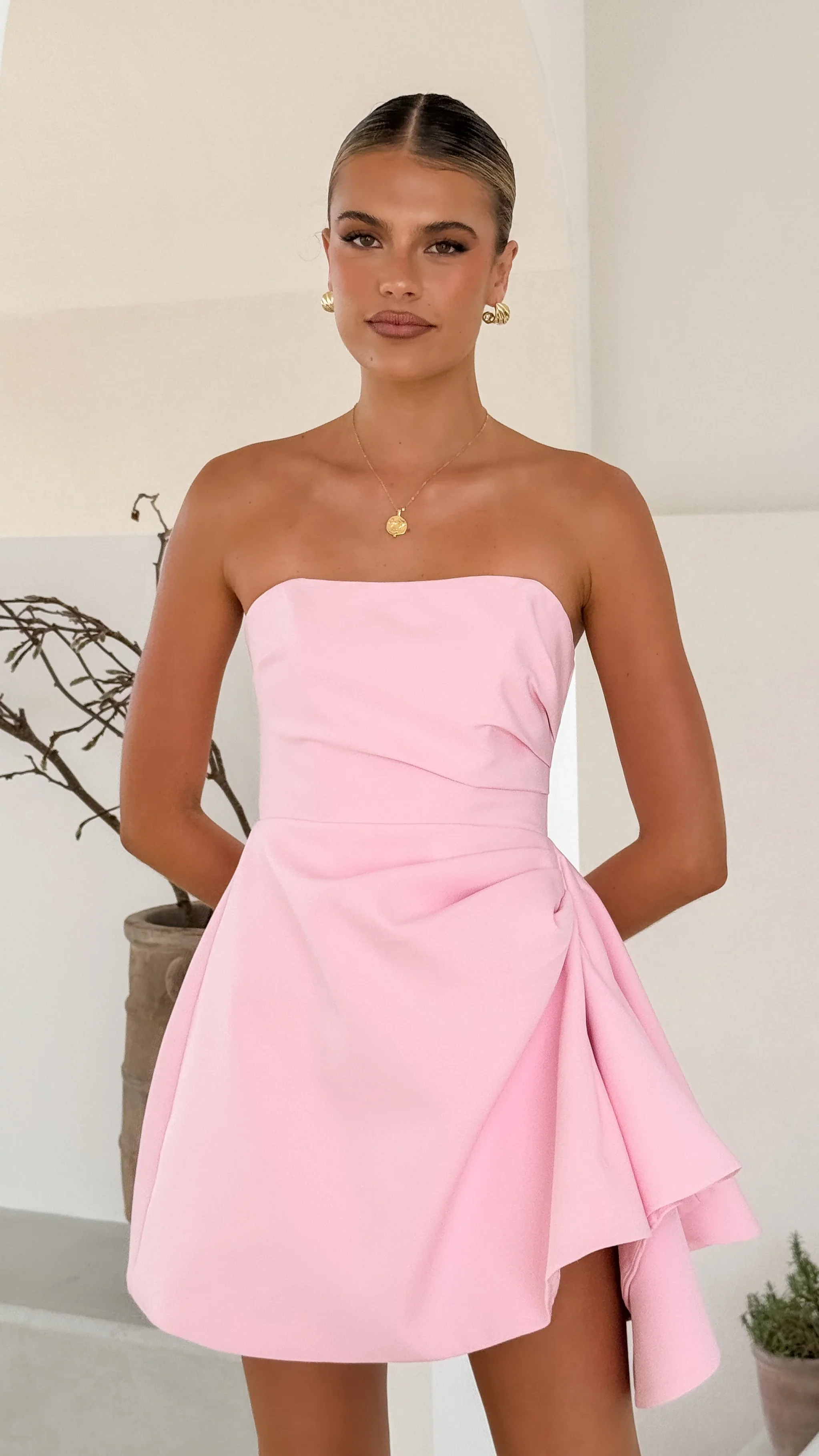 Hanae Mini Dress - Pink - luluinthesky