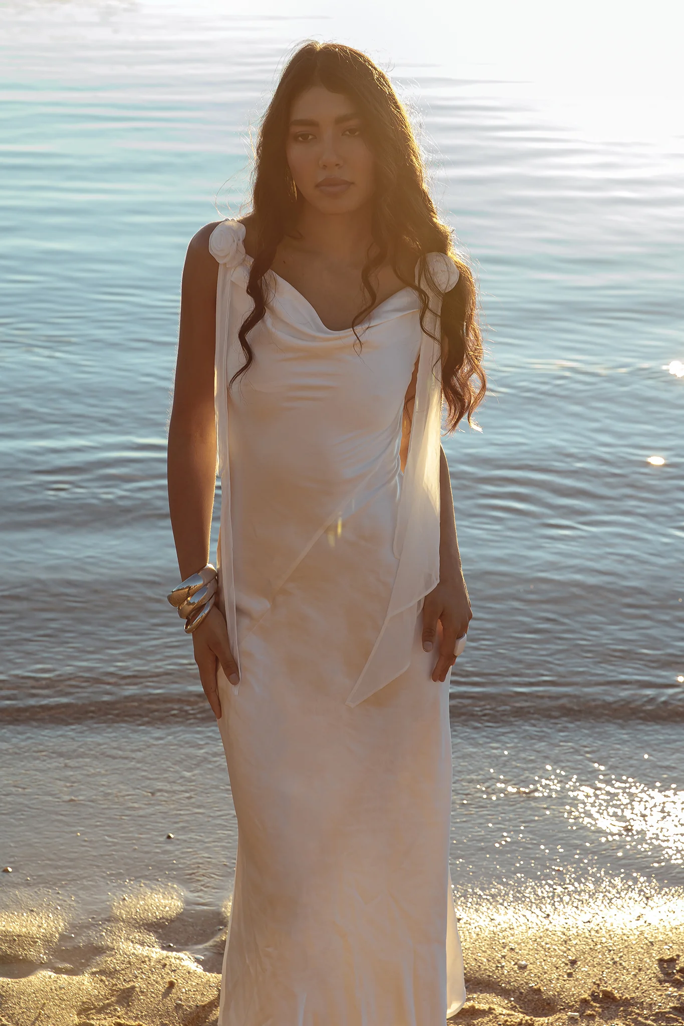 Afterglow Backless Cowl Neck Maxi Dress Off White - luluinthesky