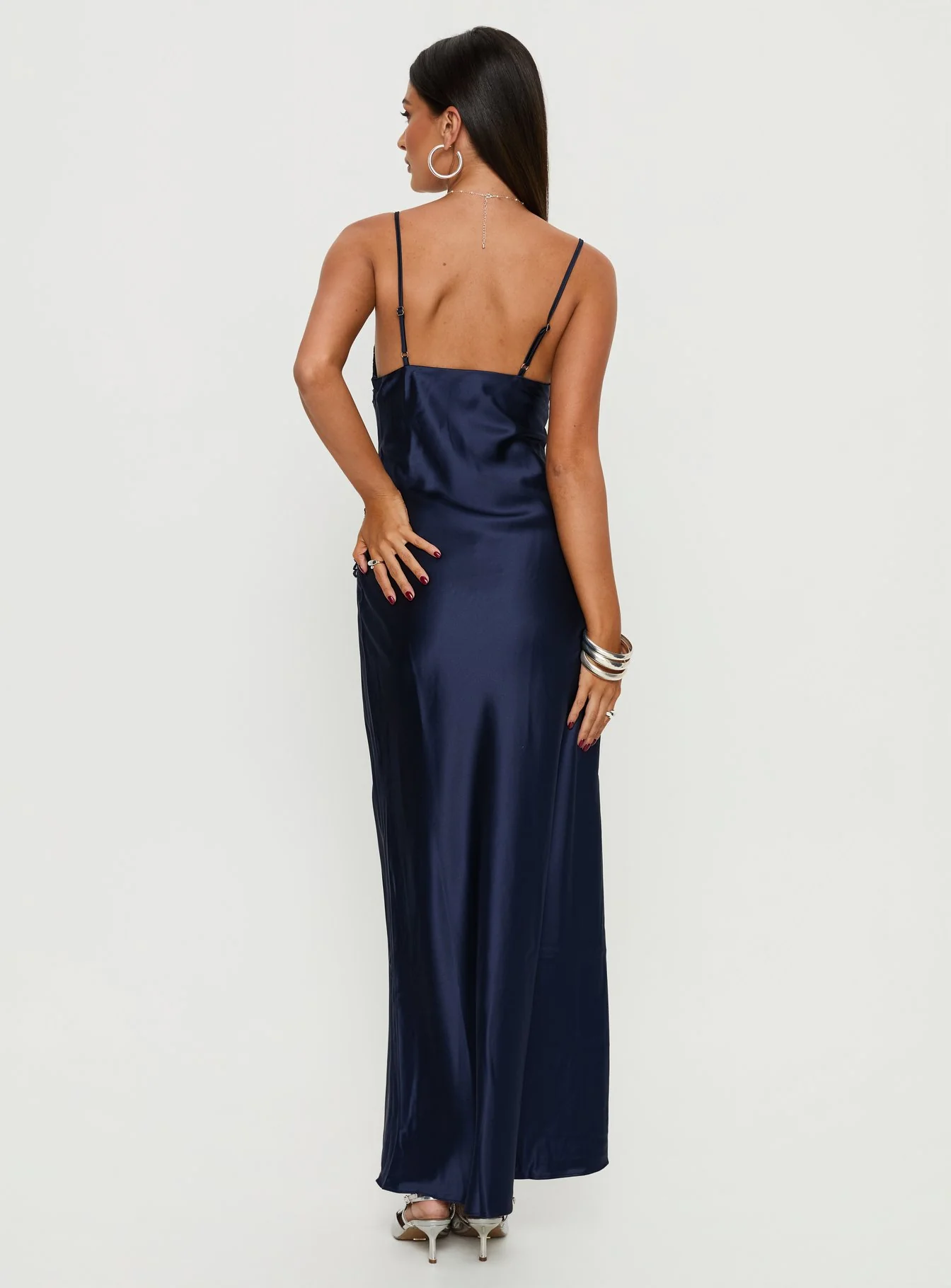 Madelene Lace V Neck Maxi Dress Navy - luluinthesky