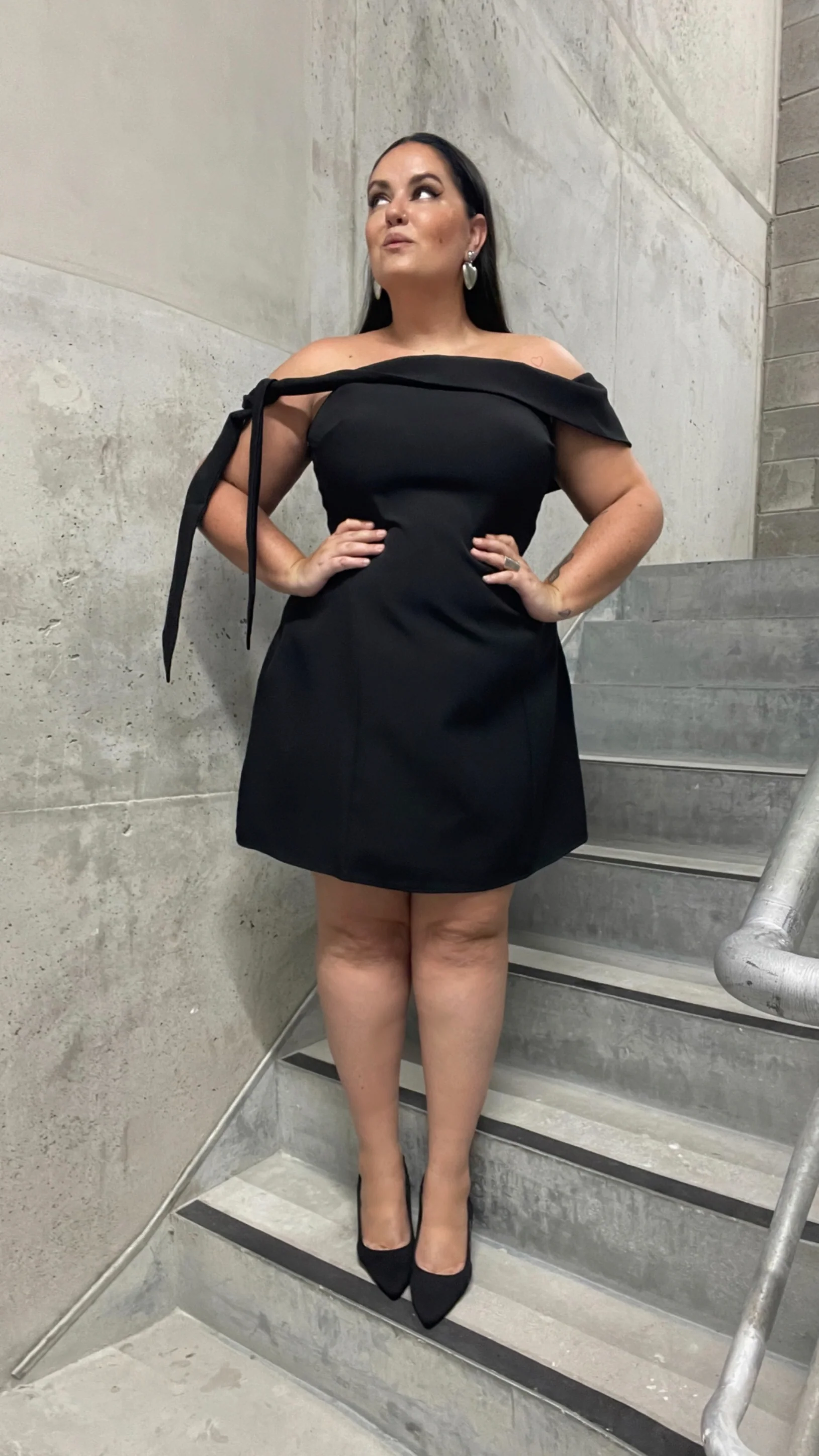 Halen Off Shoulder Mini Dress - Black - luluinthesky