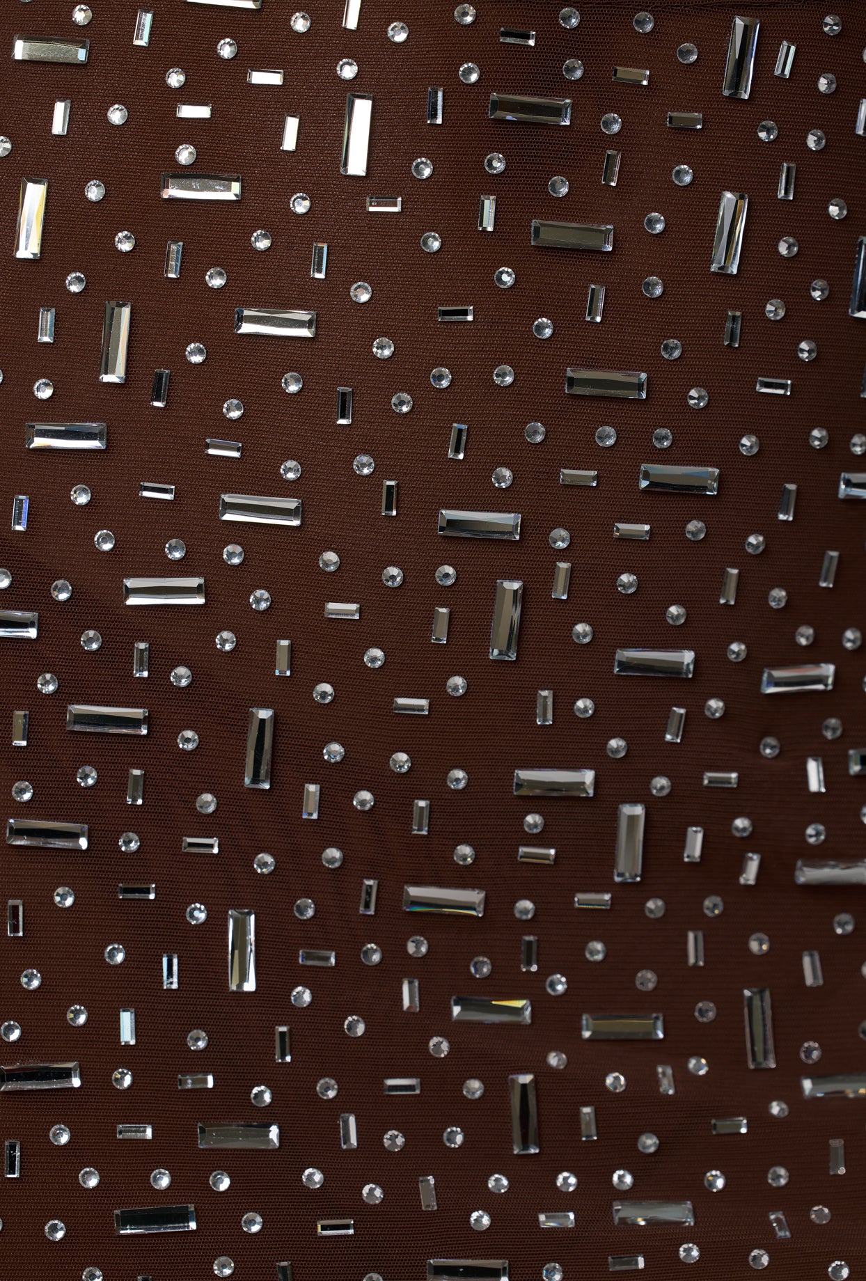 Sheer Embellished Bodycon Mini Dress in Deep Cocoa - luluinthesky