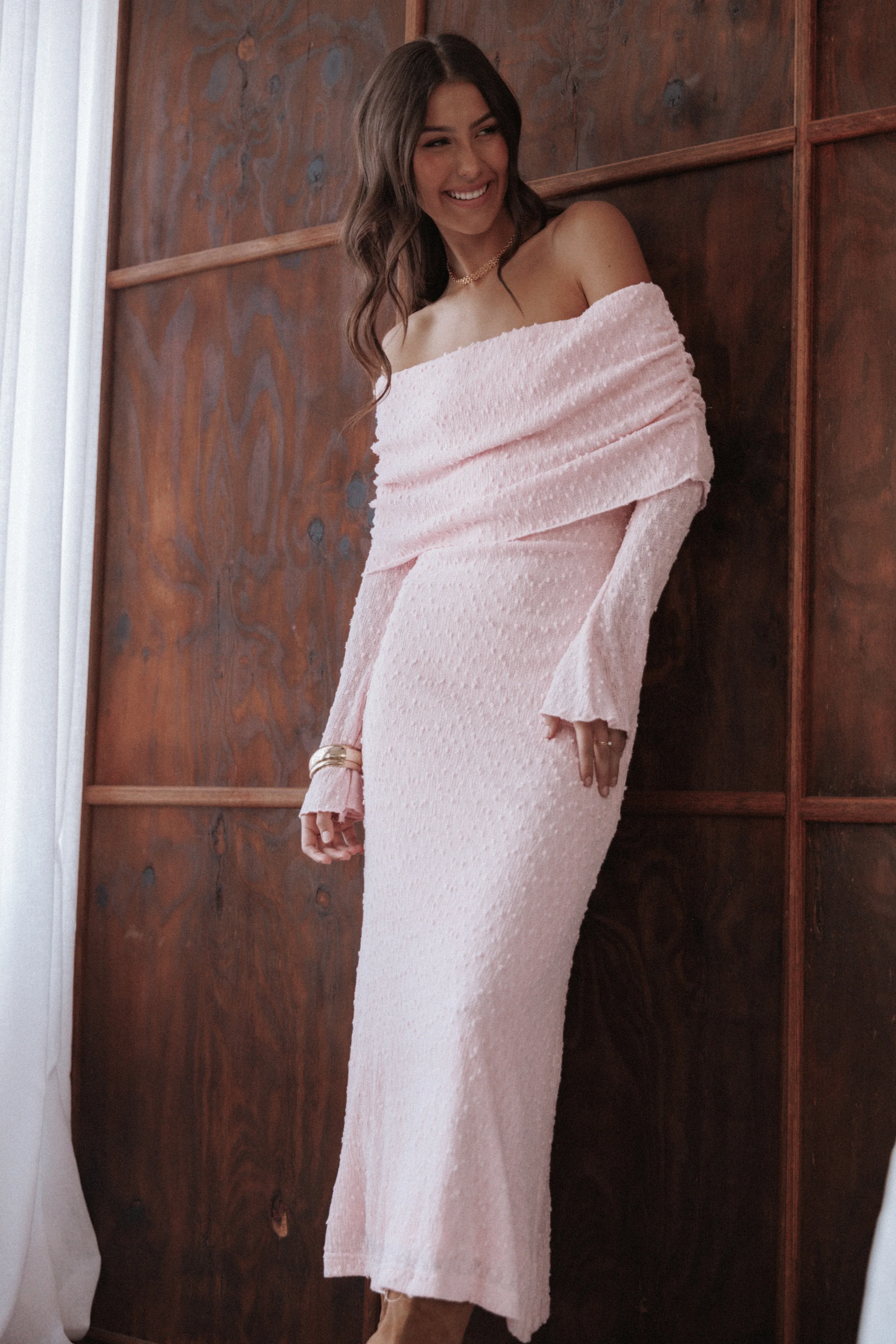 Wilma Off Shoulder Dress - Pink - luluinthesky