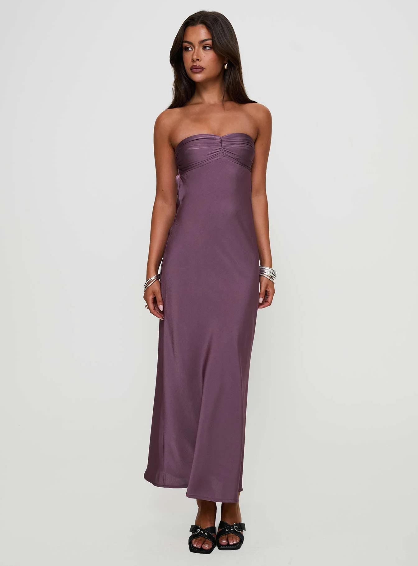 Maryska Strapless Maxi Dress Purple - luluinthesky