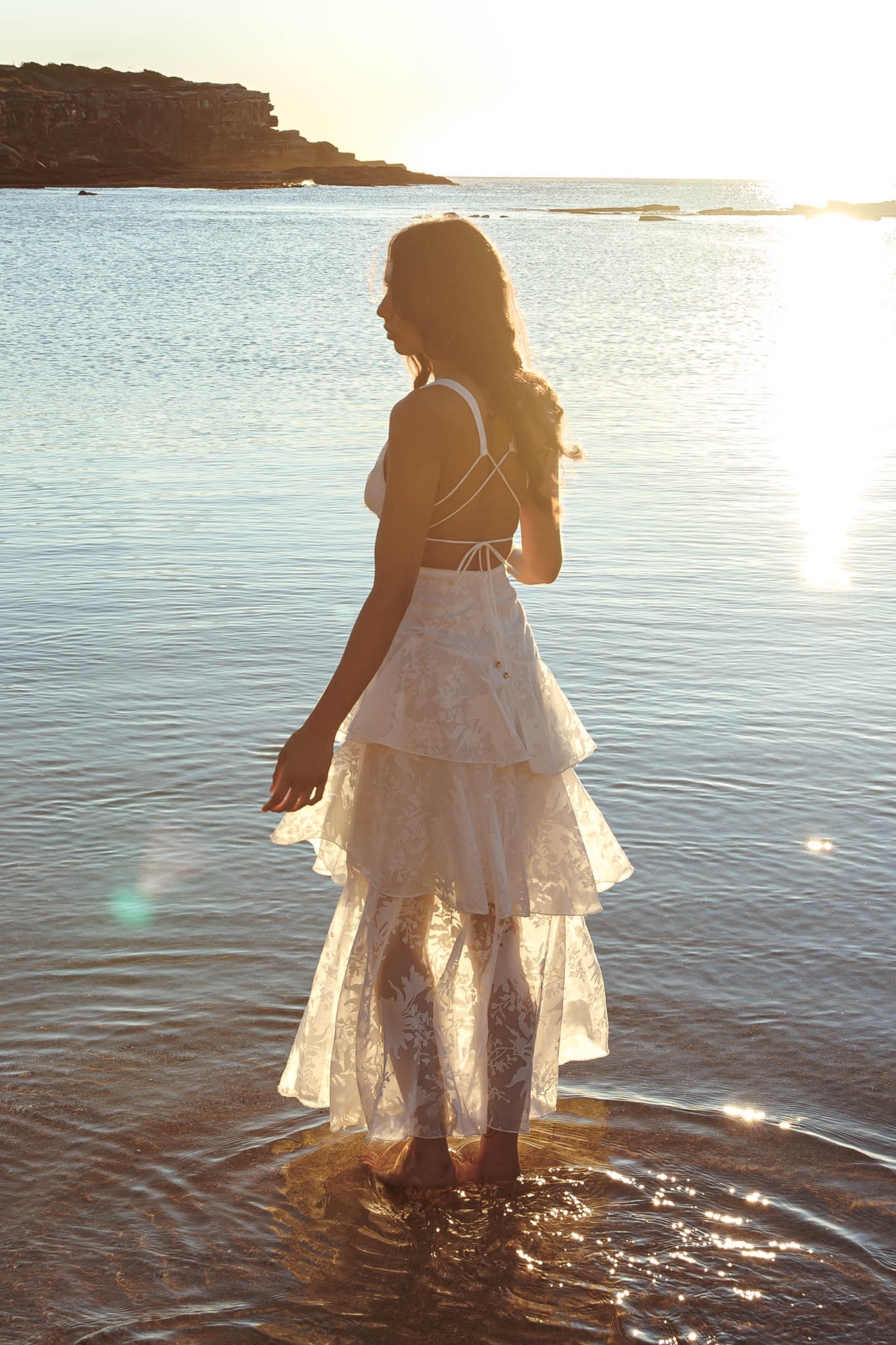 Veda Strappy Back Ruffle Chiffon Maxi Dress White - luluinthesky