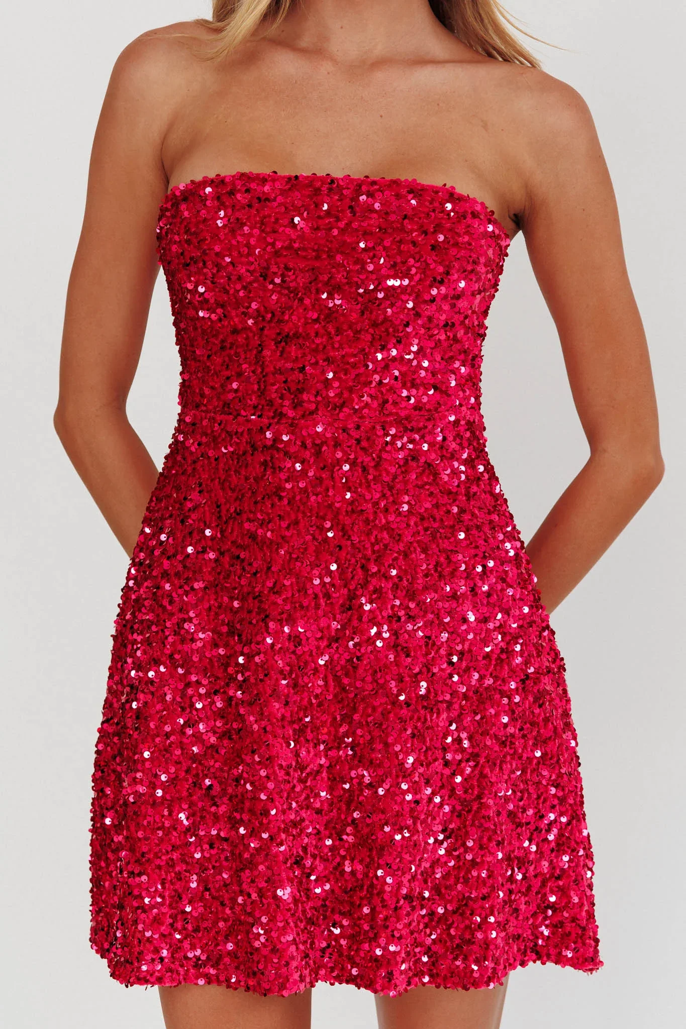Heart To Heart Strapless Sequin Mini Dress Pink - luluinthesky