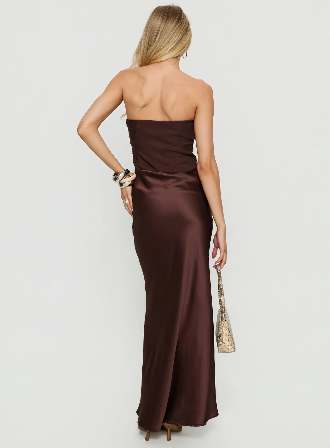 Lulita Strapless Maxi Dress Brown - luluinthesky