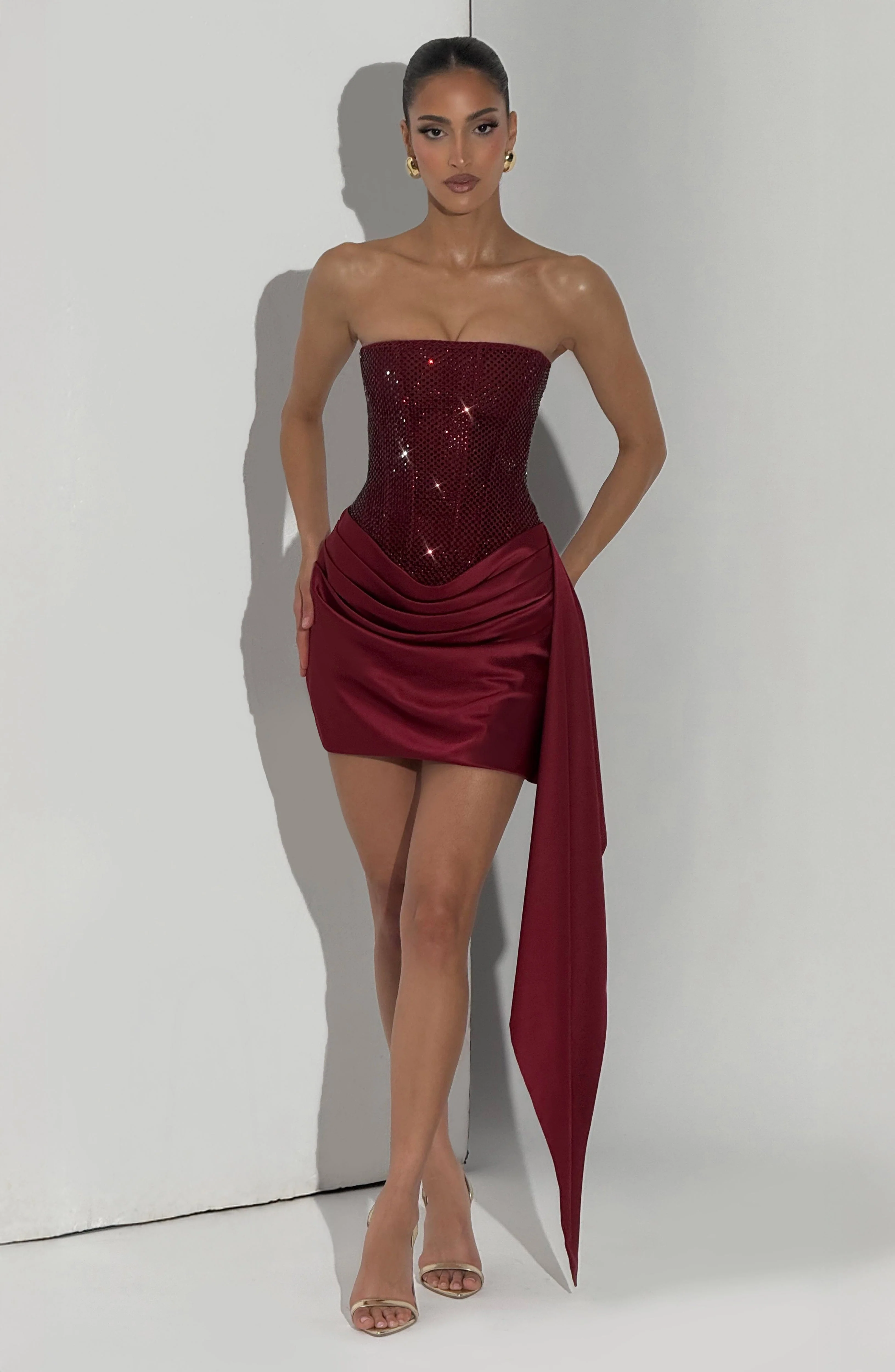 Ebony Mini Dress - Burgundy - luluinthesky