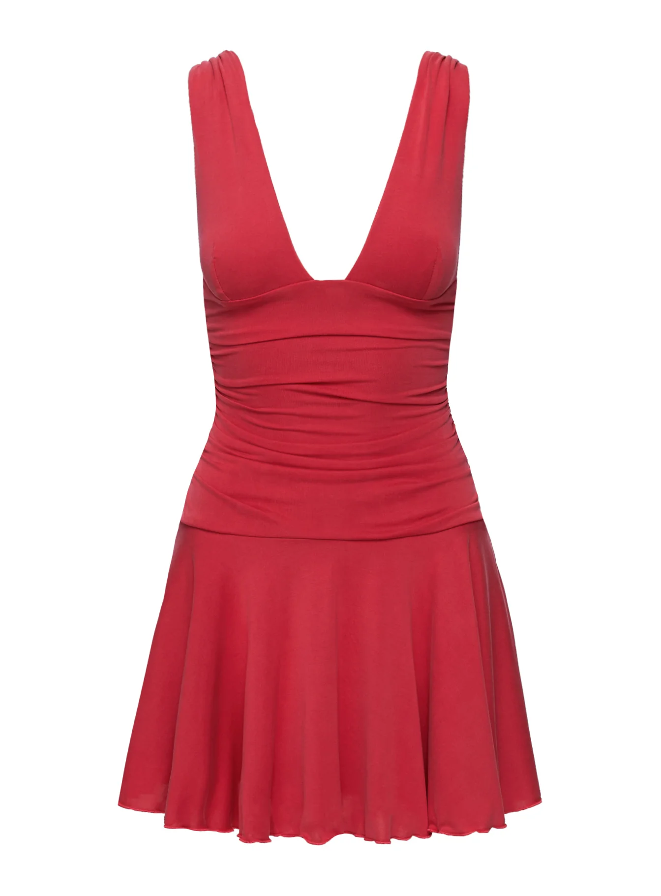 Poseur Plunge Mini Dress Red Petite - luluinthesky