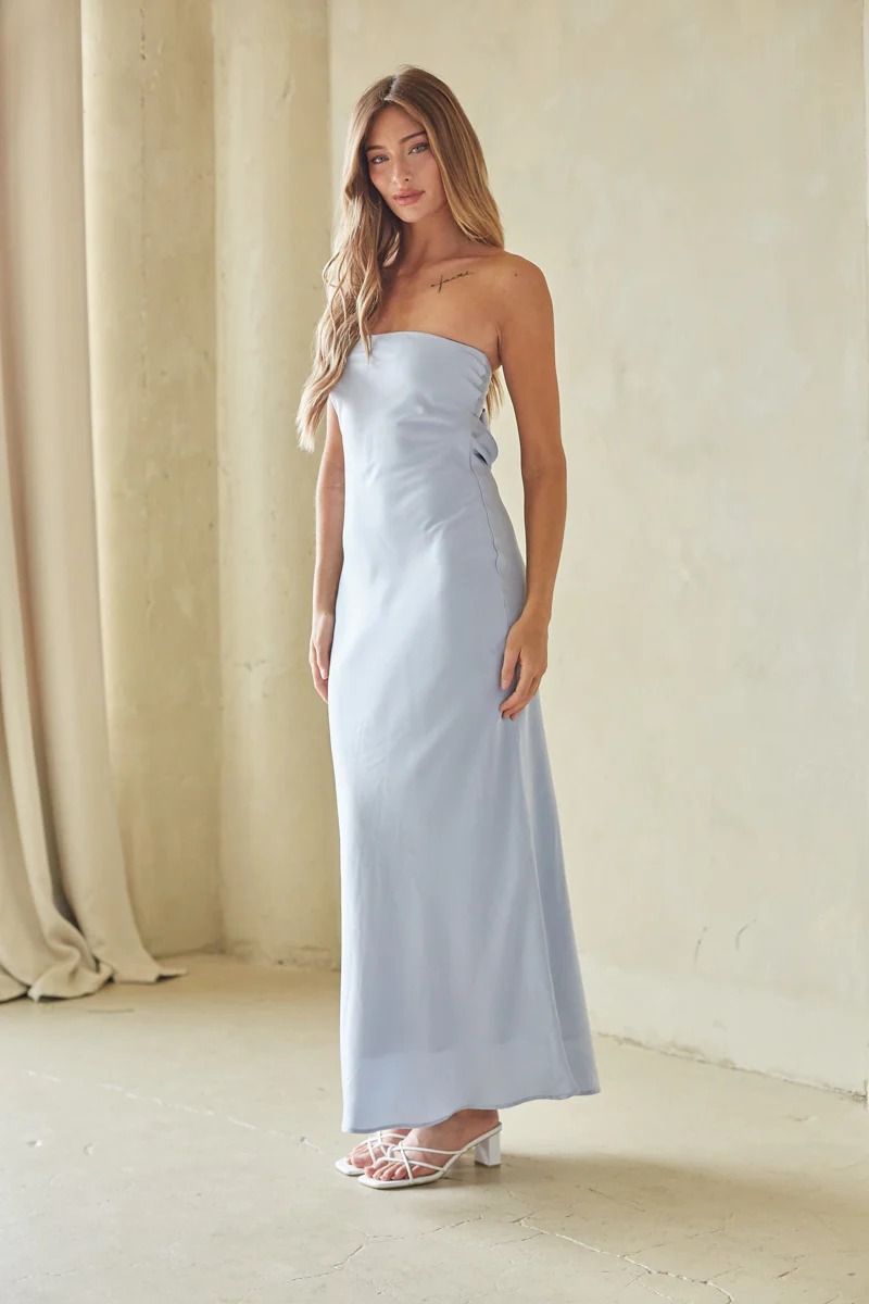 Britt Strapless Tie Back Maxi Dress - luluinthesky