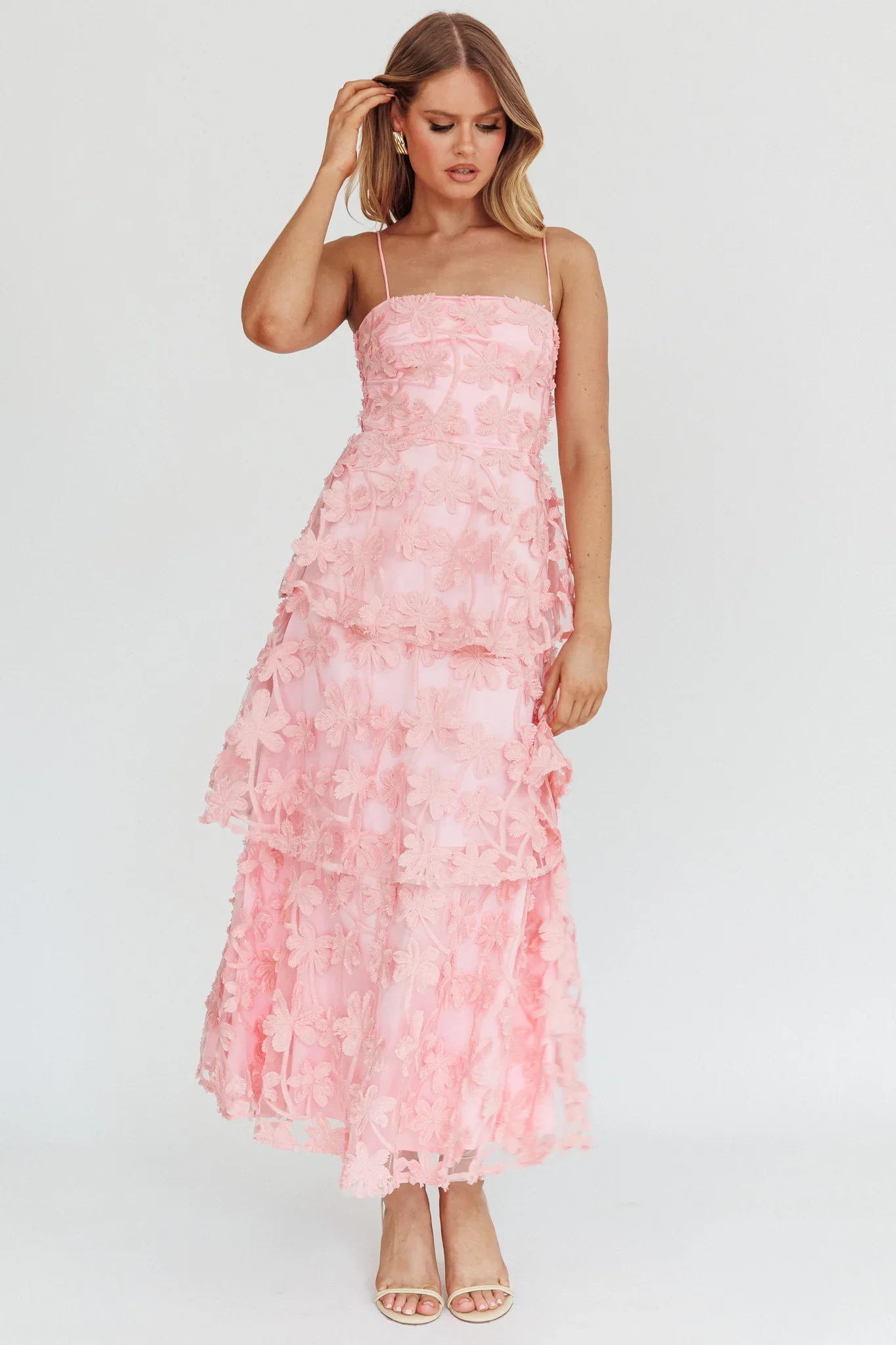 Dori Floral Embellished Maxi Dress Blush - luluinthesky