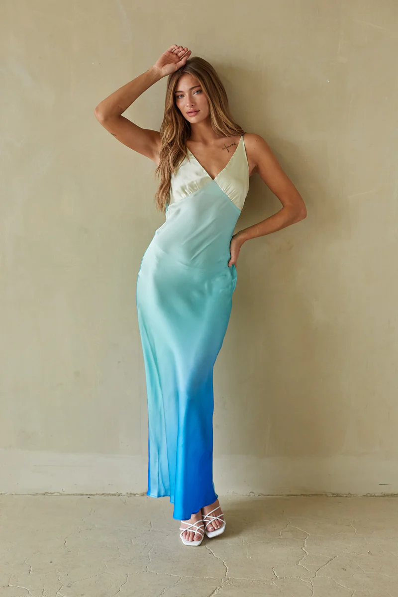 Moana Sunset Satin Maxi Dress - luluinthesky