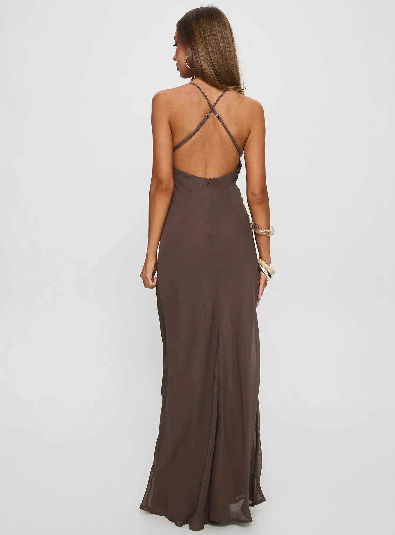 Dannelle Sequin Maxi Dress Brown - luluinthesky